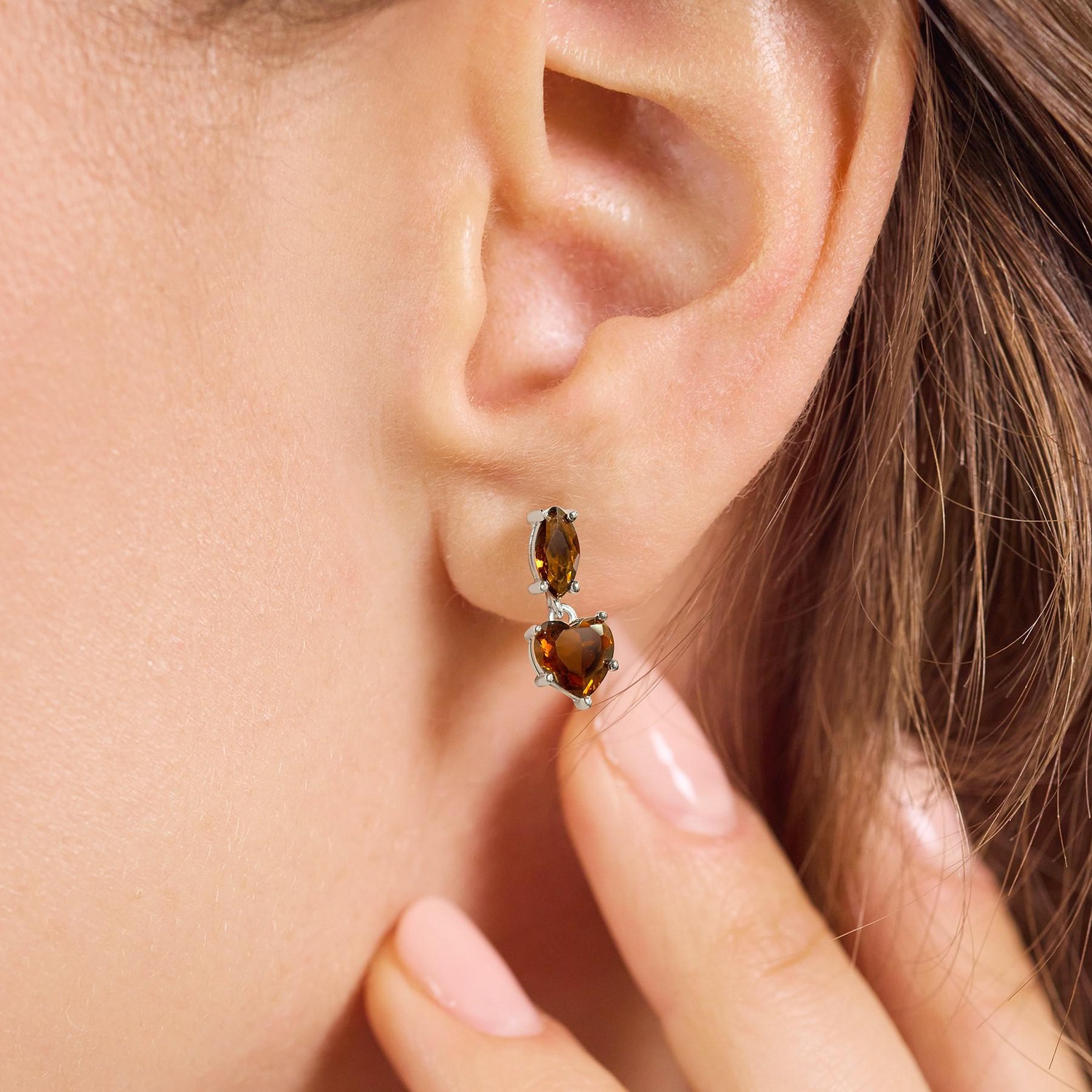 Amor Paar Ohrstecker »Schmuck Geschenk, Herz« mit Glasstein