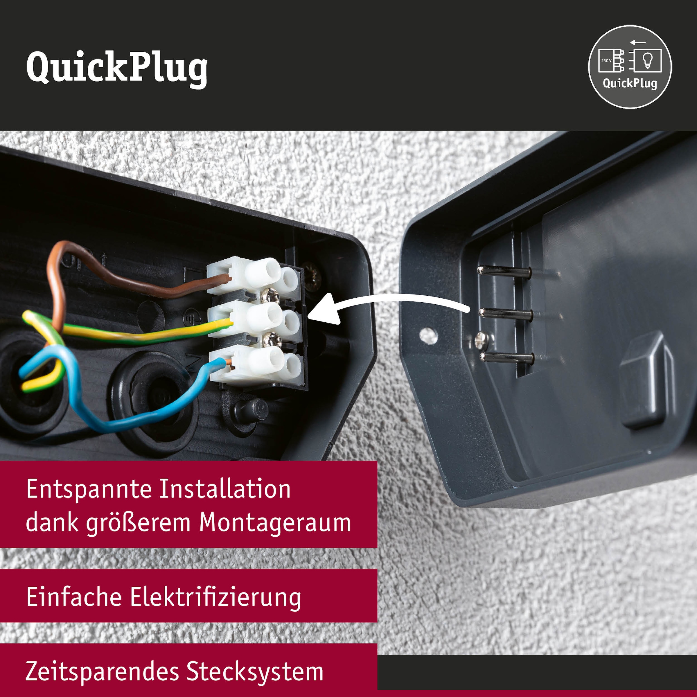 Paulmann LED Außen-Wandleuchte »Azalena IP44 250x97mm 3000K 8,5W 700lm 230V Kunststoff, Aluminium« 1 Stk. Warmweiß Bewegungsmelder mit Hochfrequenz-Sensor IP44
