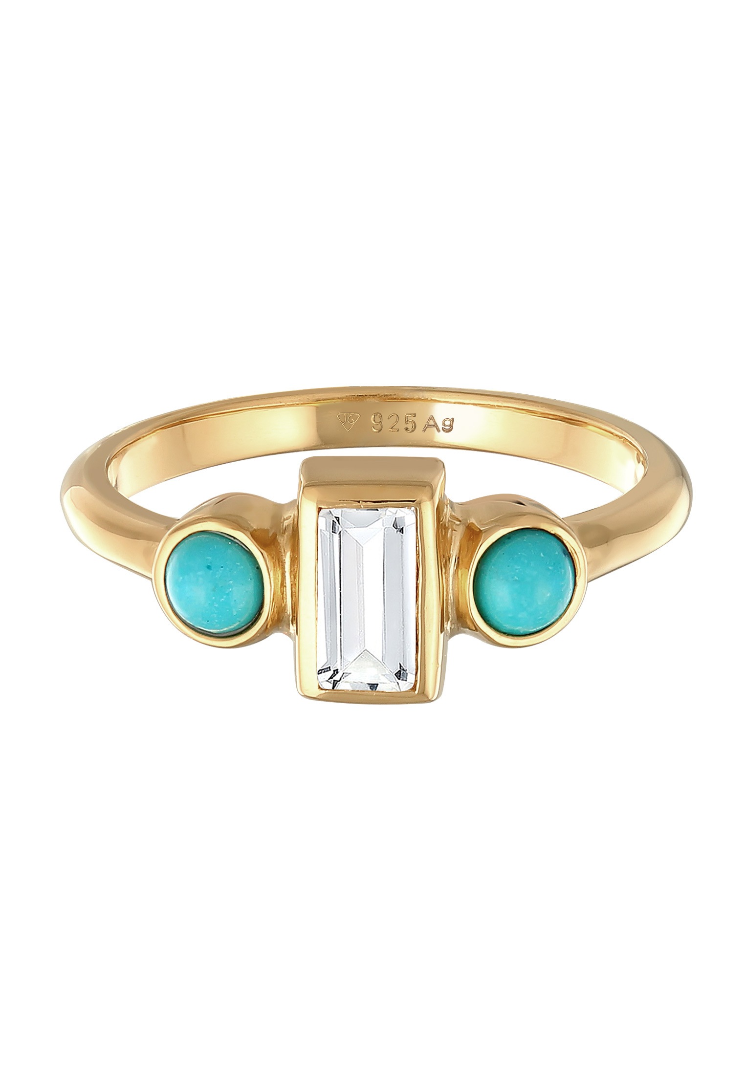 Elli Premium Ring-Set »Ring Topas Howlith Türkis Vintage Verlobung 925 Silber«