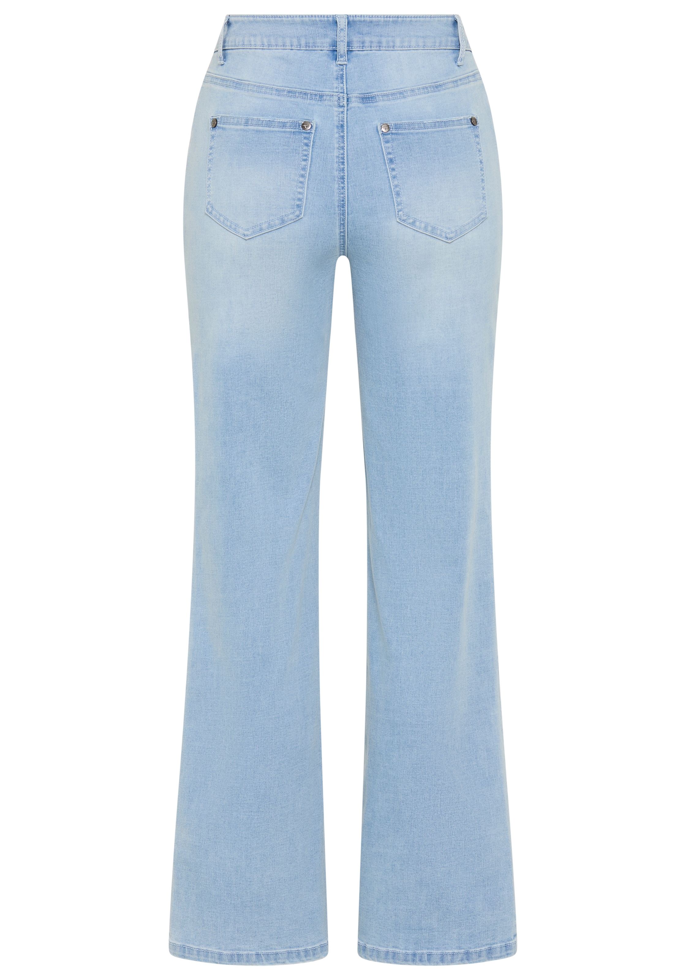 Tamaris Weite Jeans hohe Leibhöhe, langer Schnitt, mit Knopf-Applikationen