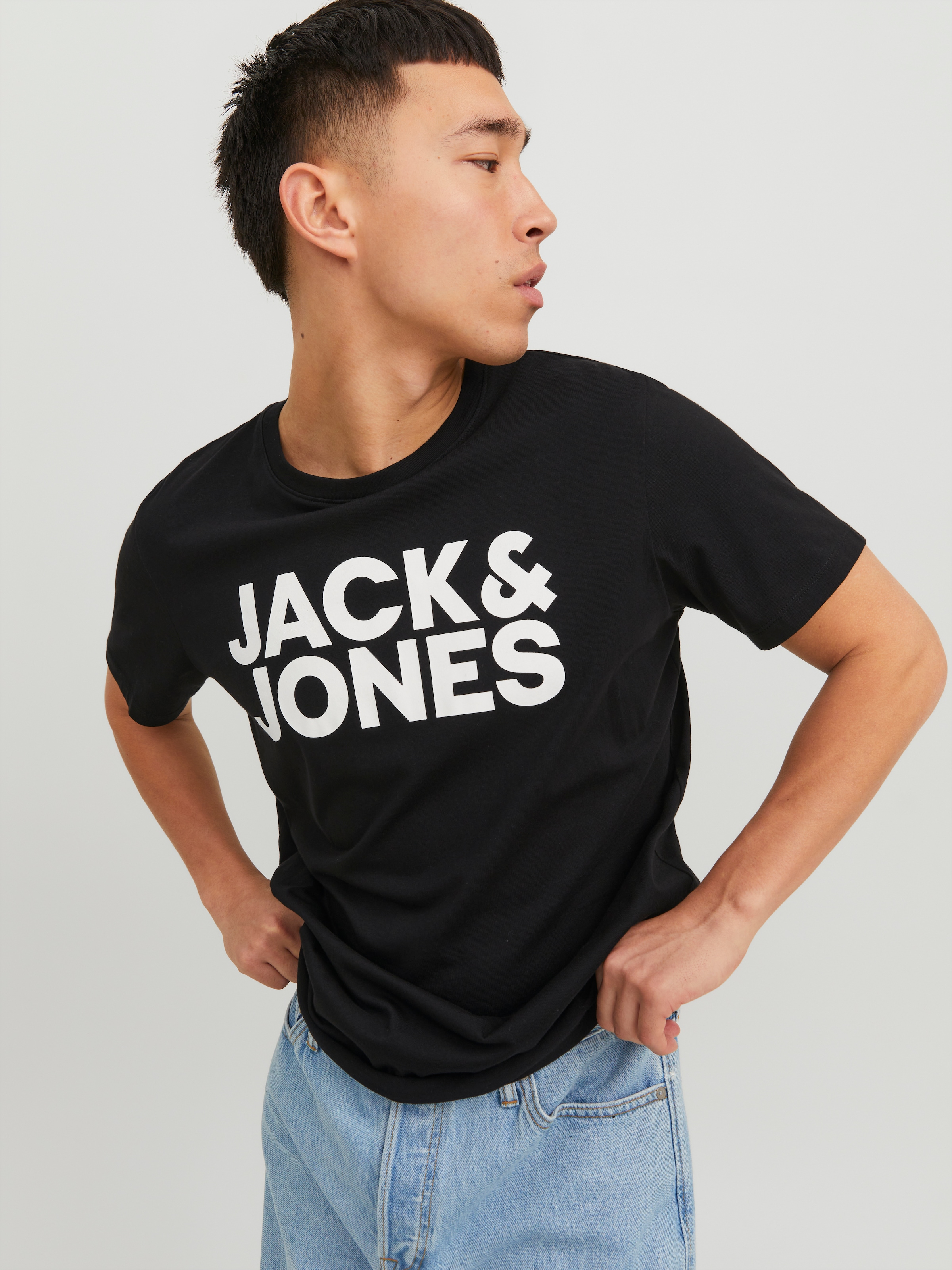 Jack & Jones Rundhalsshirt »JJECORP mit Logo-Print und klassischem Rundhals« Baumwolle, regular fit