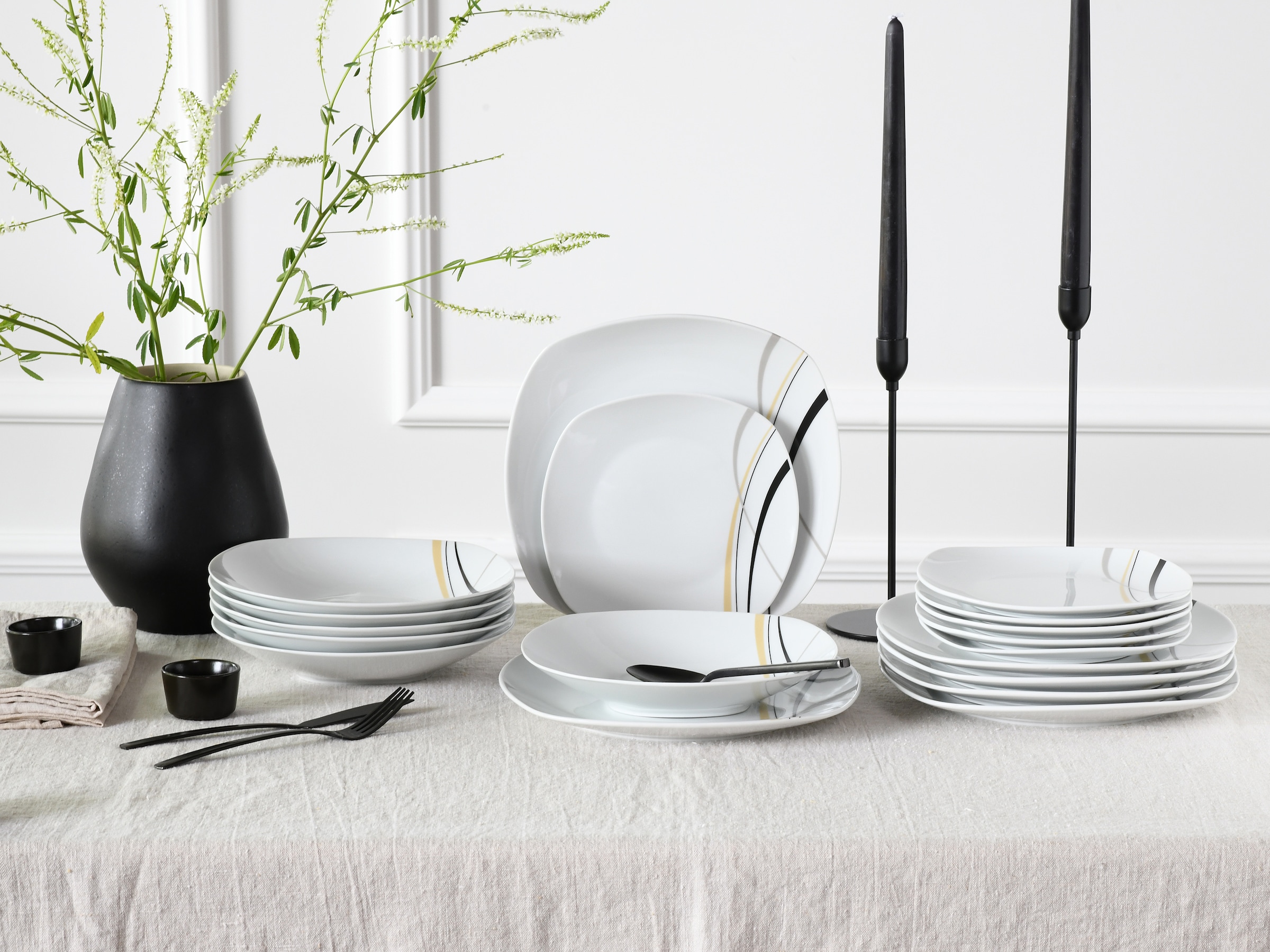 CreaTable Teller-Set »Square City Line, Tellerset 18-tlg« Moderner Urban Style