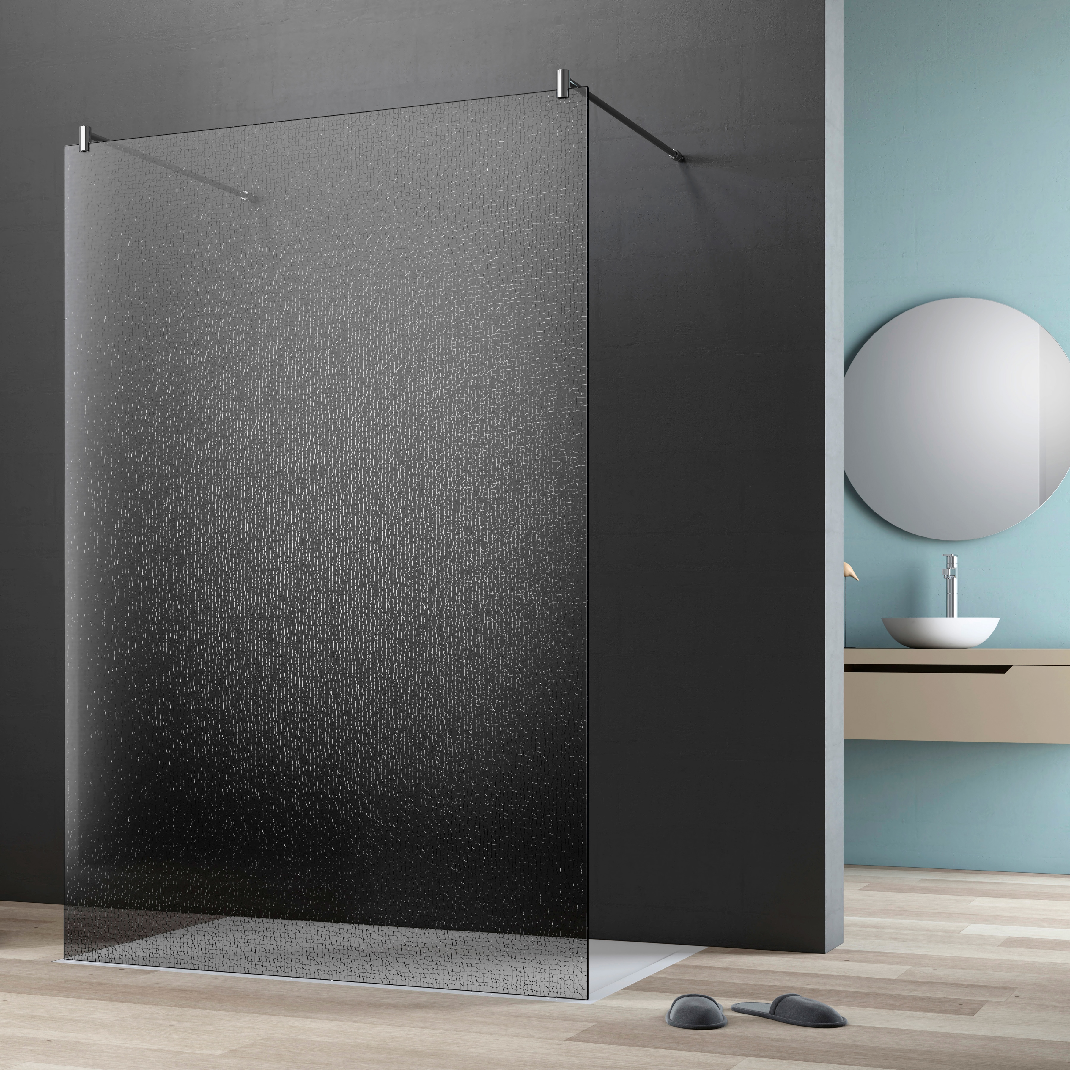 Maw By Geo Walk-in-Dusche »flex A-W002CEG« BxH: 140 x 200 cm in grau, Größe B/H: 135 cm x 200 cm