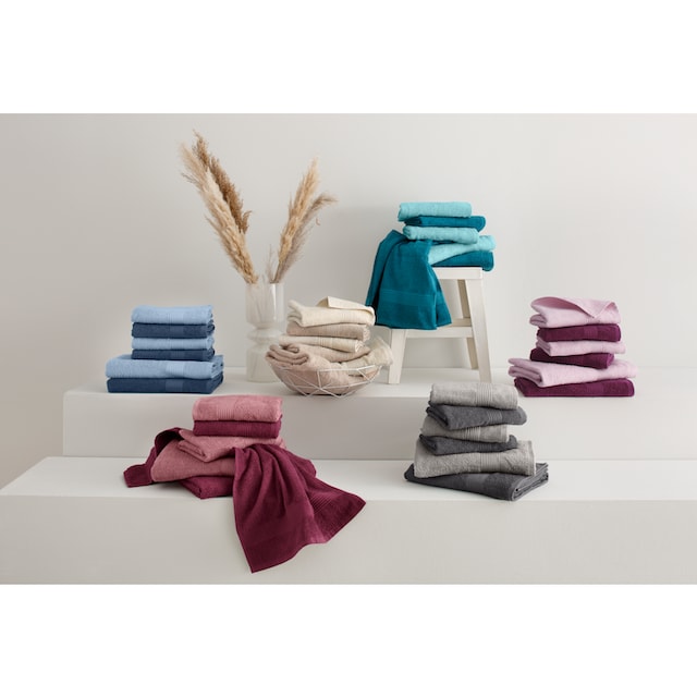my home Handtuch Set »Anna«, Set, 6 tlg., Walkfrottee, gestreifte Bordüre,  Handtuch-Set, Handtücher aus 100% Baumwolle bestellen bei OTTO | Seiftücher