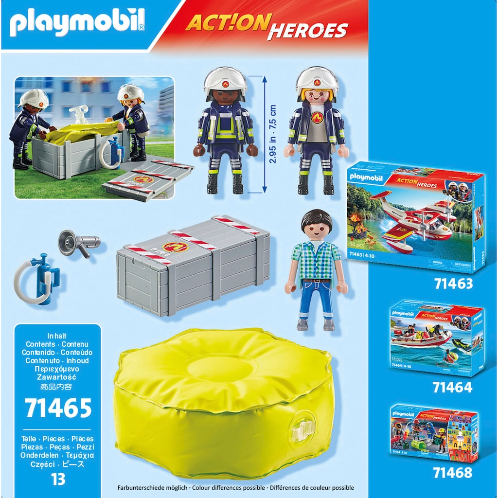 Playmobil® Konstruktions-Spielset »Feuerwehrleute mit Luftkissen (71465), Action Heroes«, (13 St.)