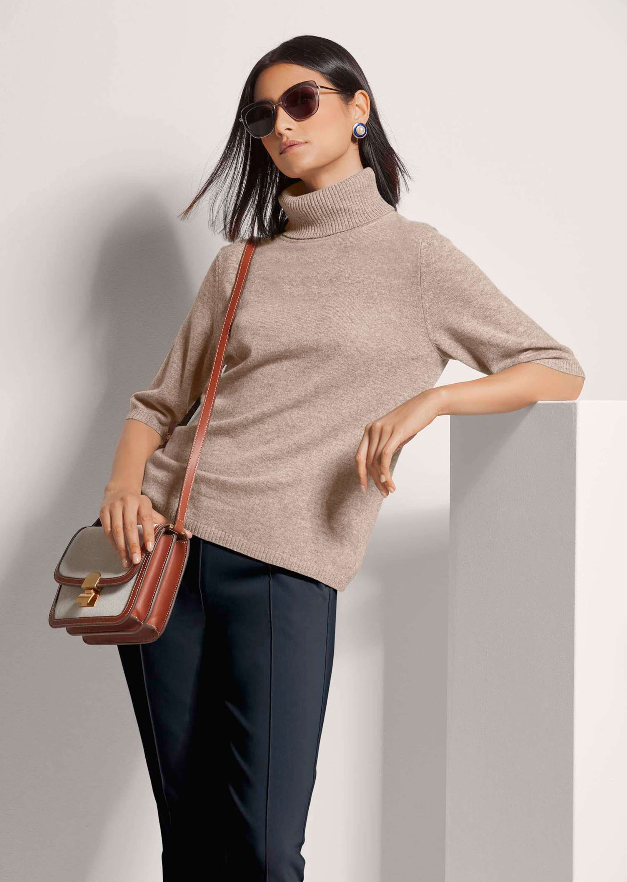 MADELEINE Longpullover »Kaschmirpullover Luxuriöser Strickpullover mit Rollkragen« Kaschmirpullover mit Halbarm