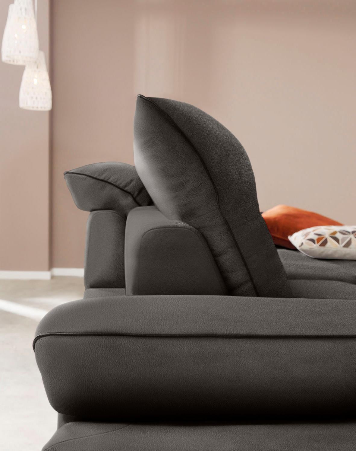 W.SCHILLIG Ecksofa »enjoy&MORE, Designsofa, elegant und bequem, L-Form« Sitztiefenverstellung, Füße schwarz pulverbeschichtet, Breite 294 cm