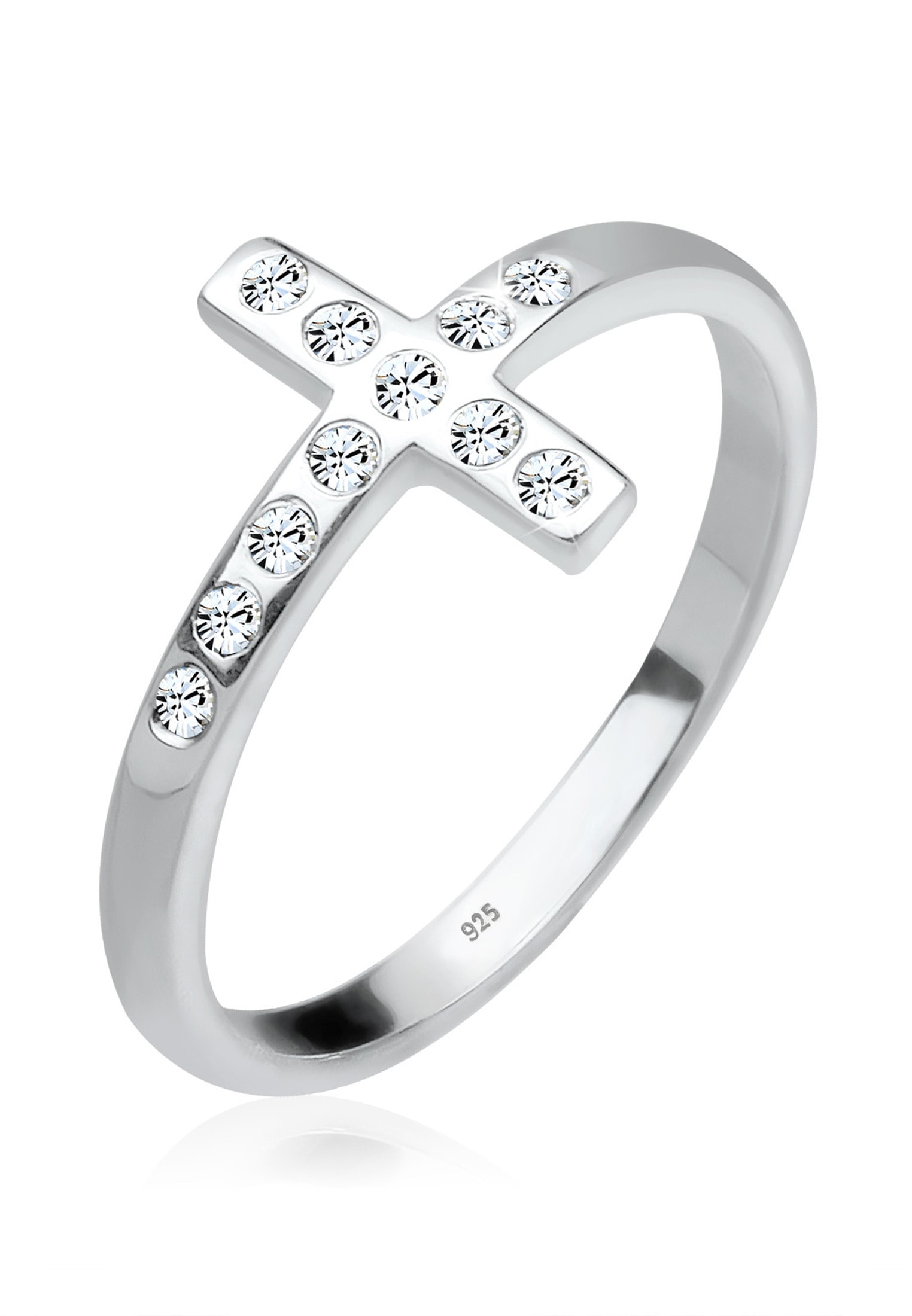 Elli Fingerring »Ring Blogger Kreuz Kristalle 925 Silber«