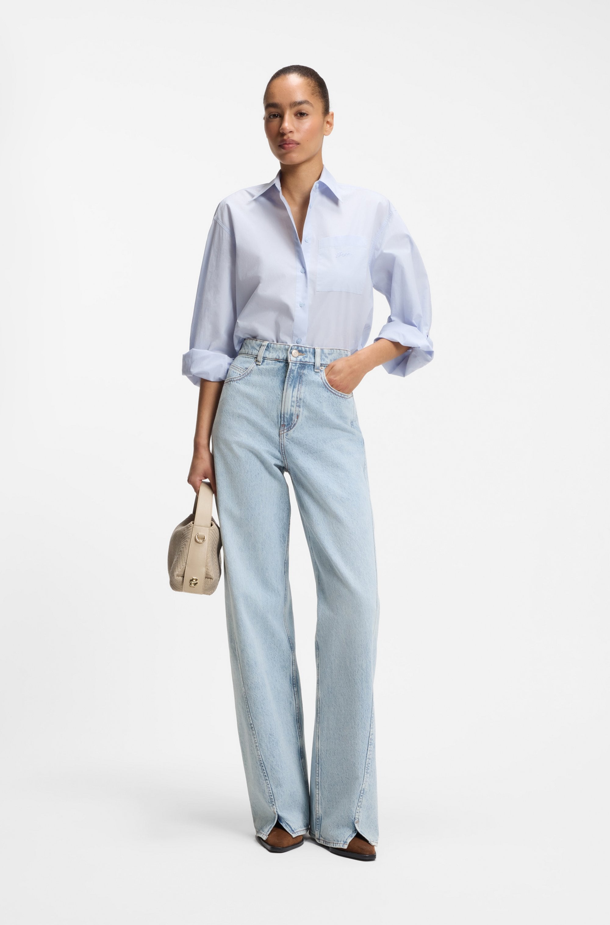 BOSS ORANGE High-waist-Jeans »MARLENE SLIT HR Premium Damenmode« mit Wide Leg-Passform, Schlitz-Details