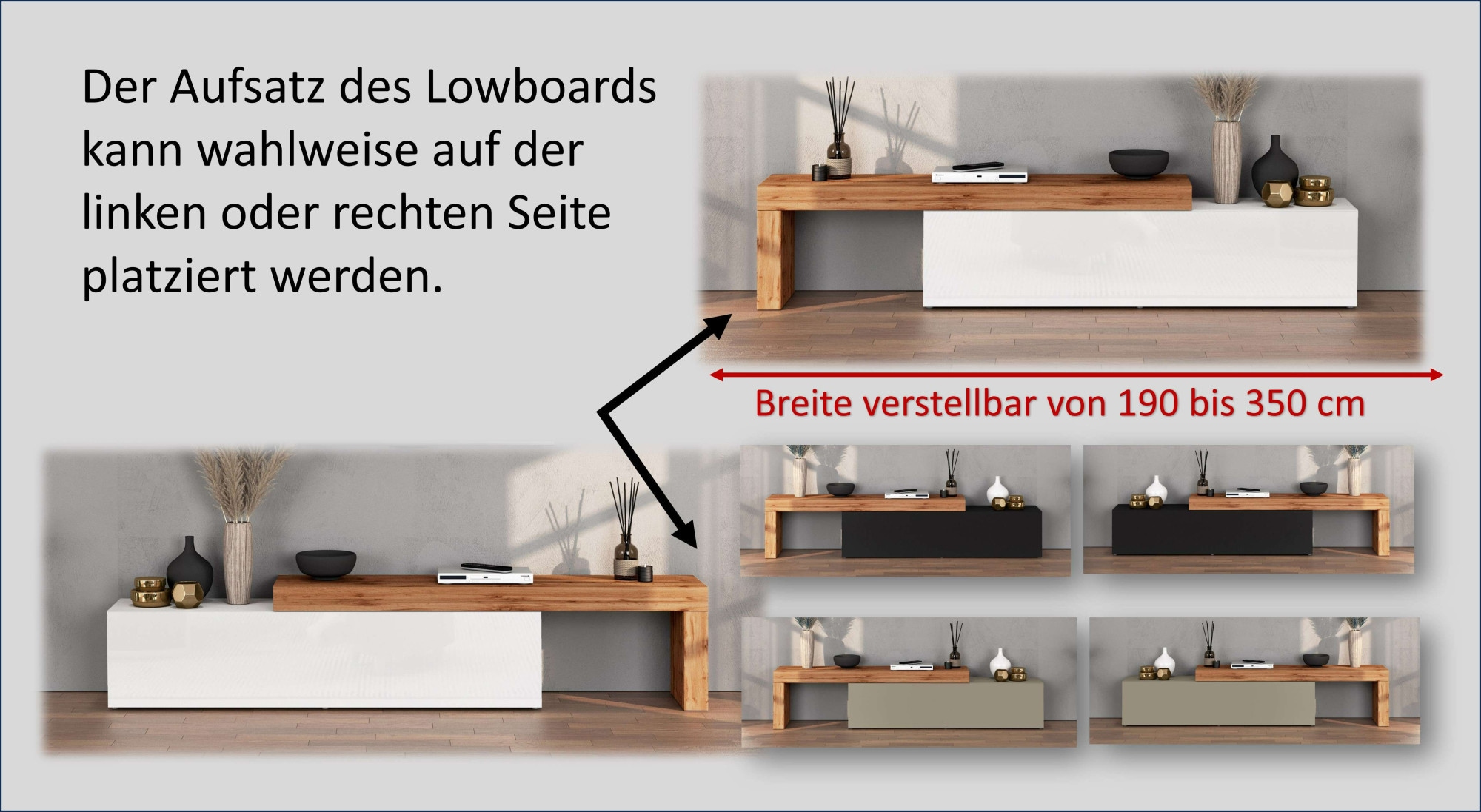 OTTO home TV-Wand »Chronos TV-Set, Wohnwand – Elemente frei platzierbar, Made in Italy« Set, 2-er set, 2 Stk. tlg.
