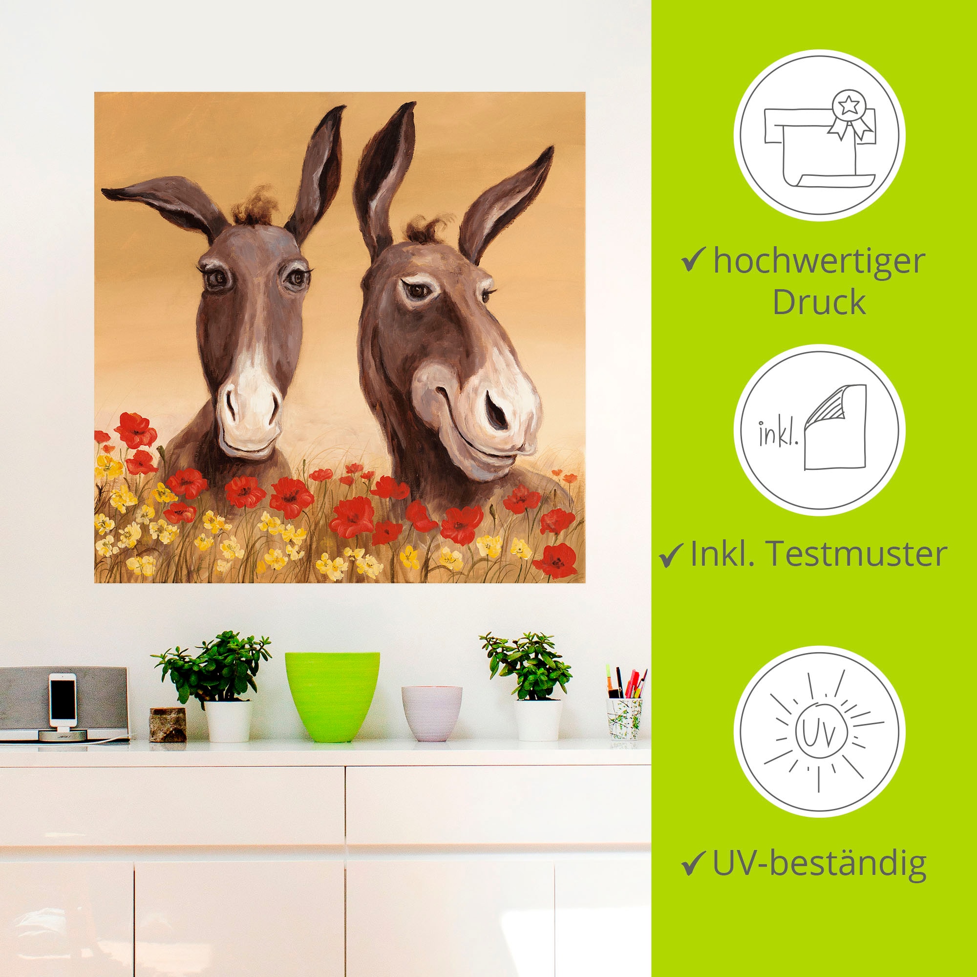 Artland Wandbild »Esel«, Haustiere, (1 St.), als Alubild, Outdoorbild, Leinwandbild, Poster, Wandaufkleber