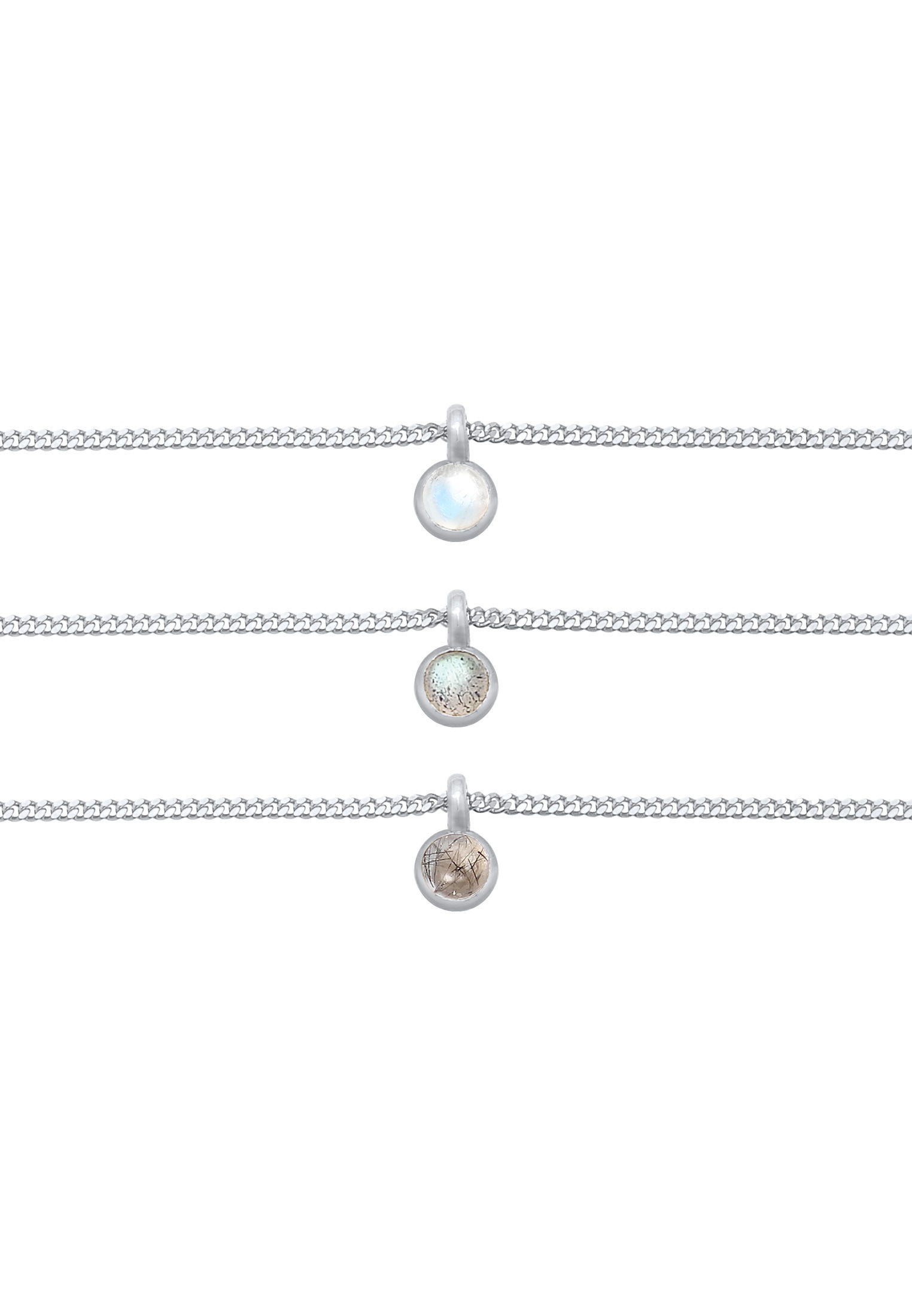 Elli Premium Choker »Halskette Choker Layer Edelstein Solitär Anhänger 925 Silber«