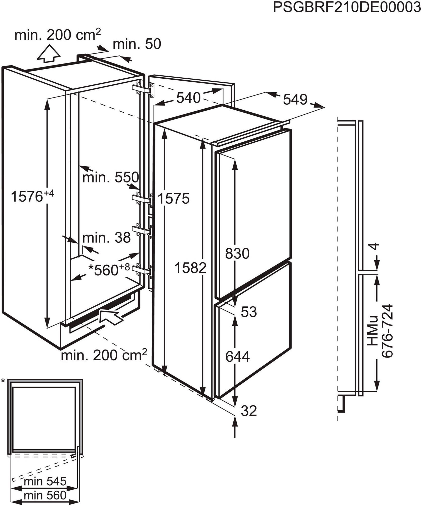 AEG Einbaukühlgefrierkombination Serie 5000 »TS5S161ES«, 233 Liter, ColdSense - Schützt Lebensmittel, LED-Display, Schlepptür