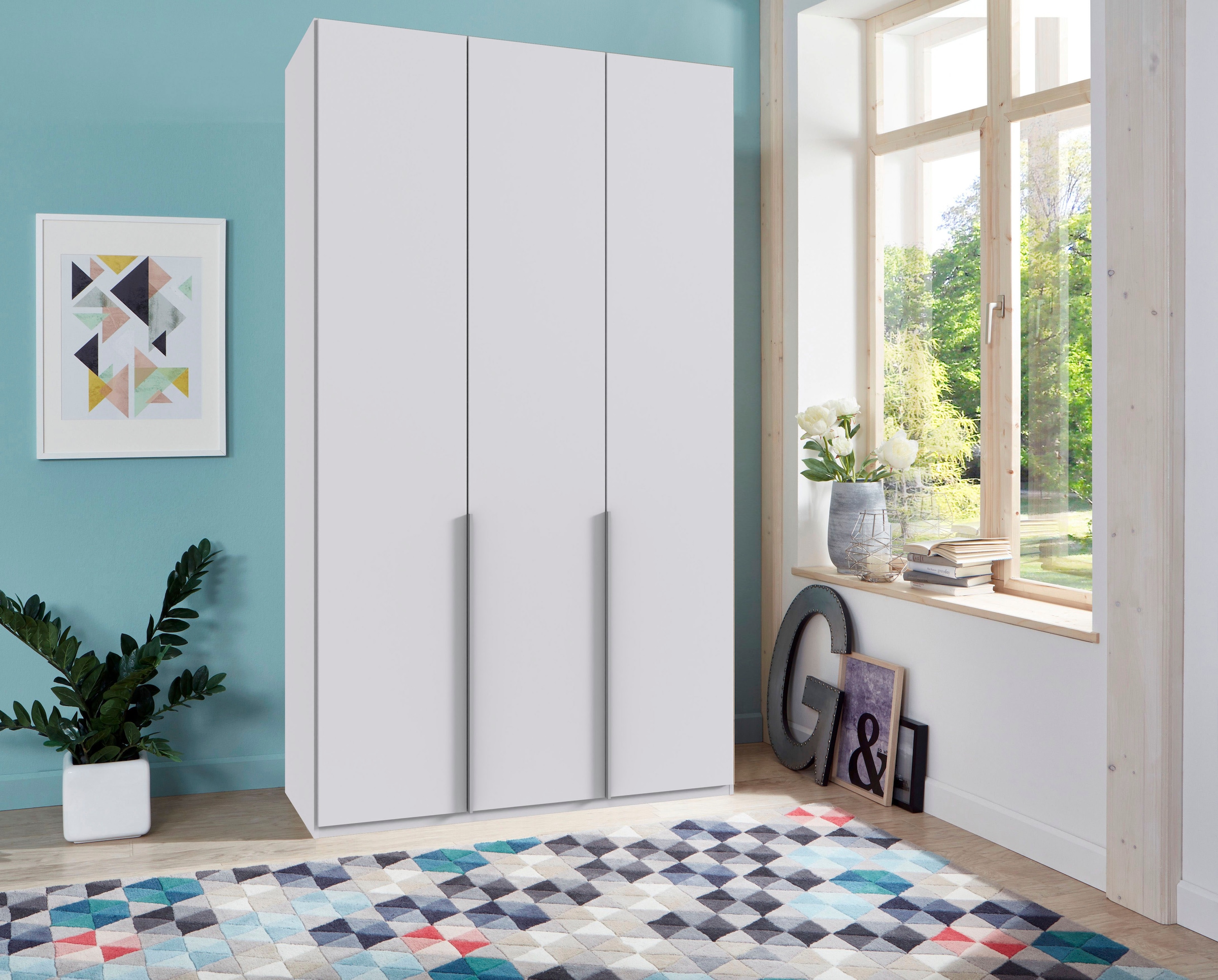 Wimex Kleiderschrank »Mugano,in 8 Breiten,3 Höhen,2 Tiefen, viele Farben, Made in Germany«, (in Basic oder Premium Ausstattung mit 2 weiteren Einlegeböden), mit langen oder kurzen Griffen aus Metall, mit oder ohne Spiegel