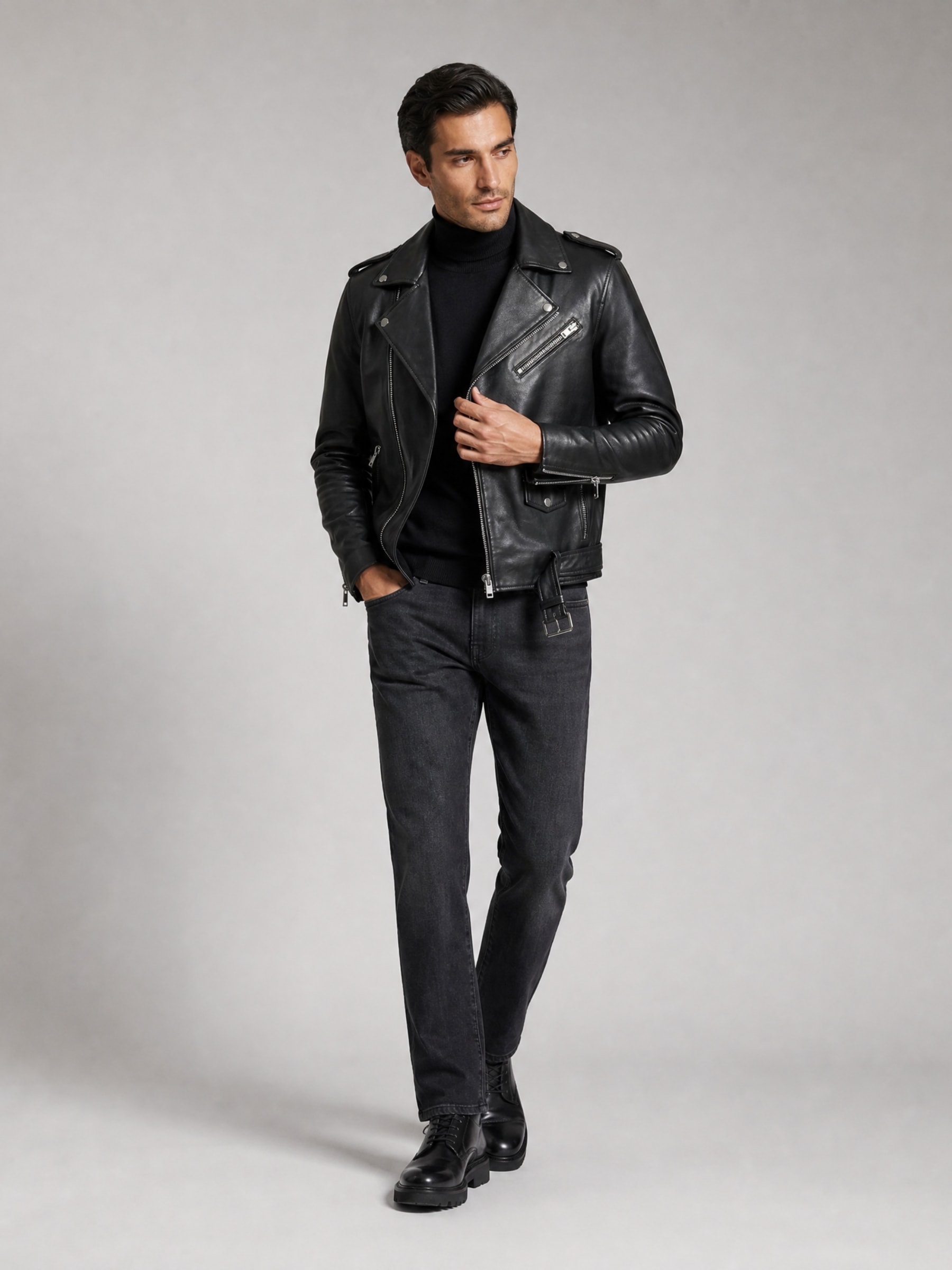 RICANO Bikerjacke »Lederjacke Marco« ohne Kapuze Handgefertigt aus echtem Leder