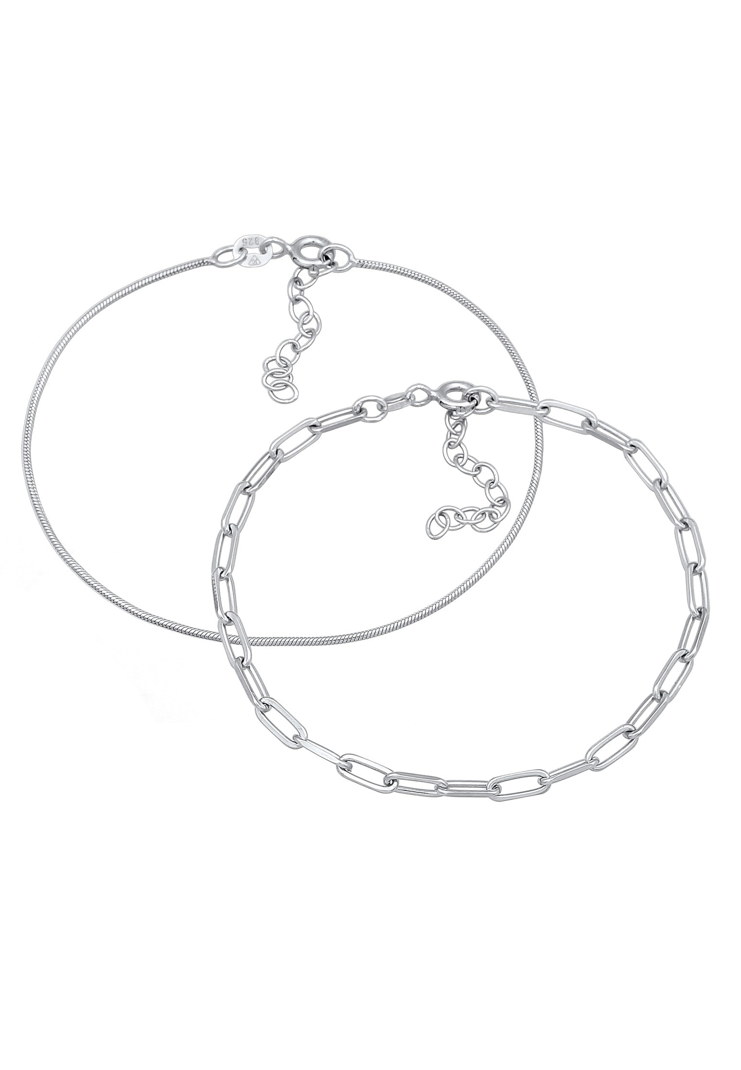 Elli Premium Armketten Set »Armband Glieder Basic Schlangenkette 2er Set 925 Silber«