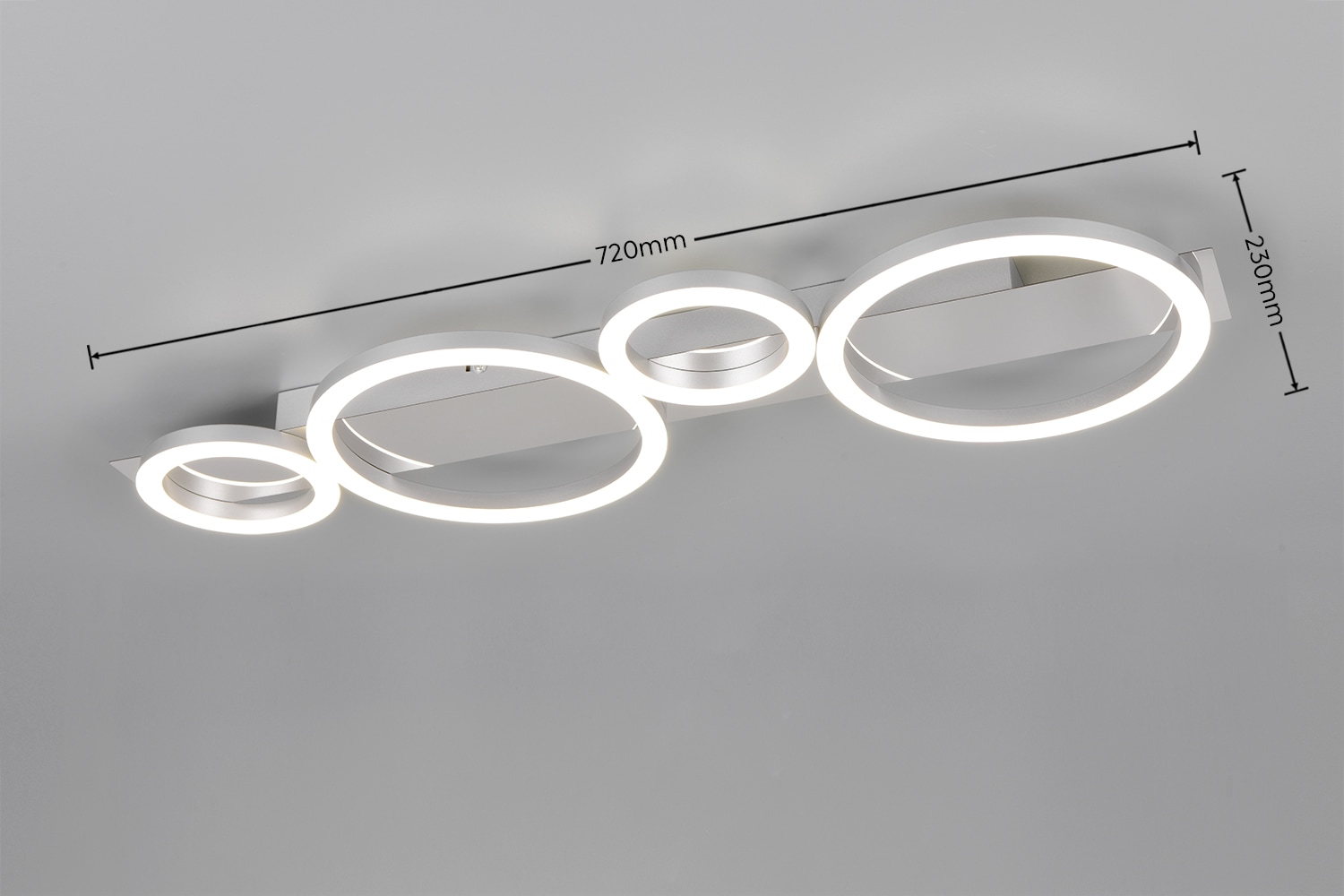 REALITY Leuchten LED Deckenleuchte »LUMOS, Deckenlampe mit LED Ringen, 26,5W 3300 Lumen 4000K kaltweiß« LED-Board 1 Stk. Kaltweiß als Wandlampe oder Deckenlampe montierbar, B/H/T: 72 x 23 x 5,5 cm