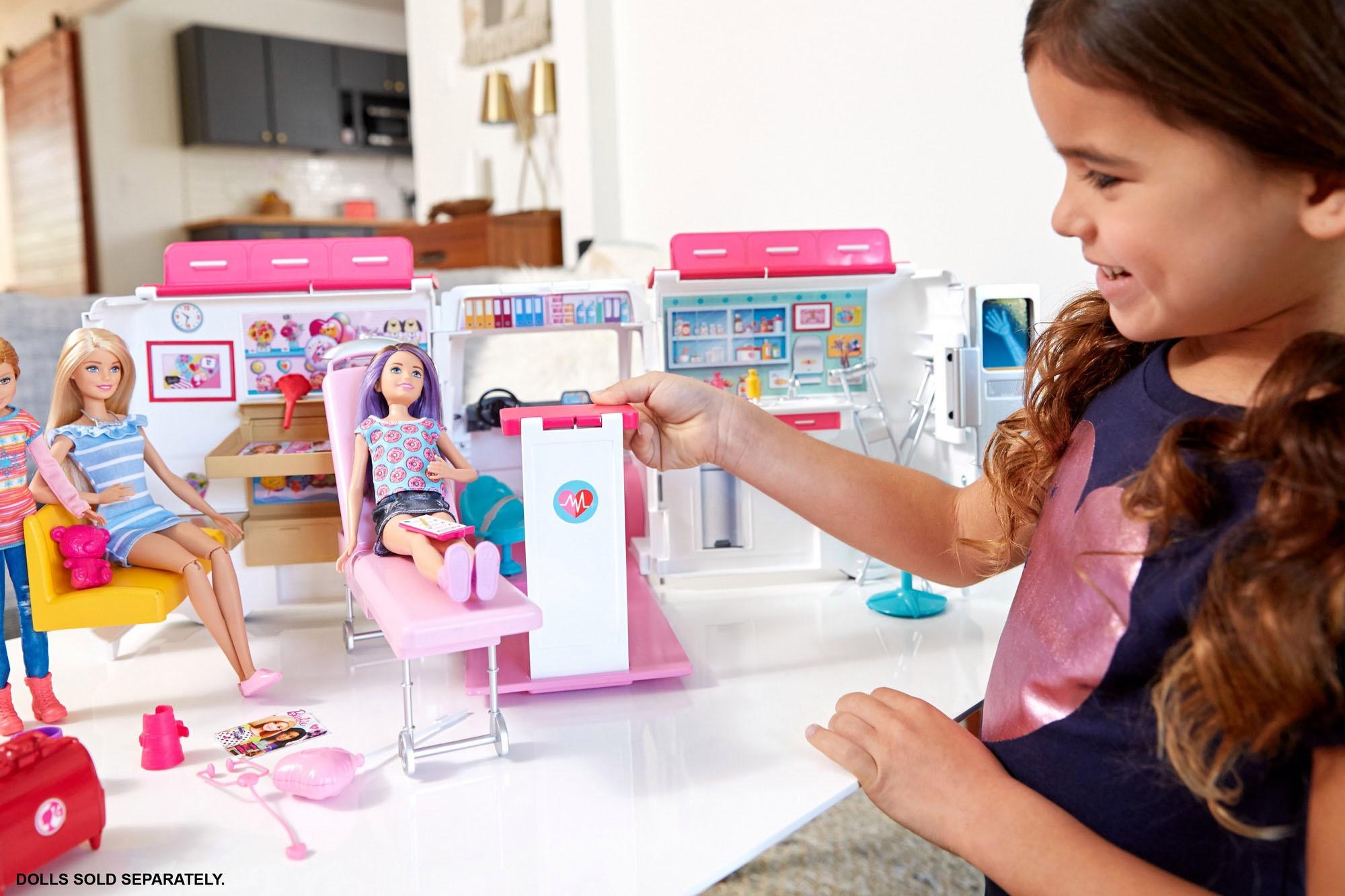 Barbie Puppen Fahrzeug »Krankenwagen 2-in-1 Spielset«, mit Licht & Geräuschen