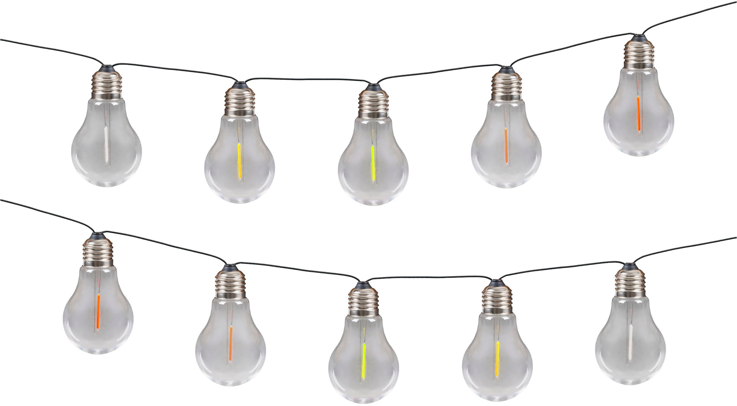 näve LED-Lichterkette »Linda« 10 Stk.-flammig Solar, 10 Glühbirnen klar, RGB-LED, Dämmerungssensor, Zuleitung 180cm