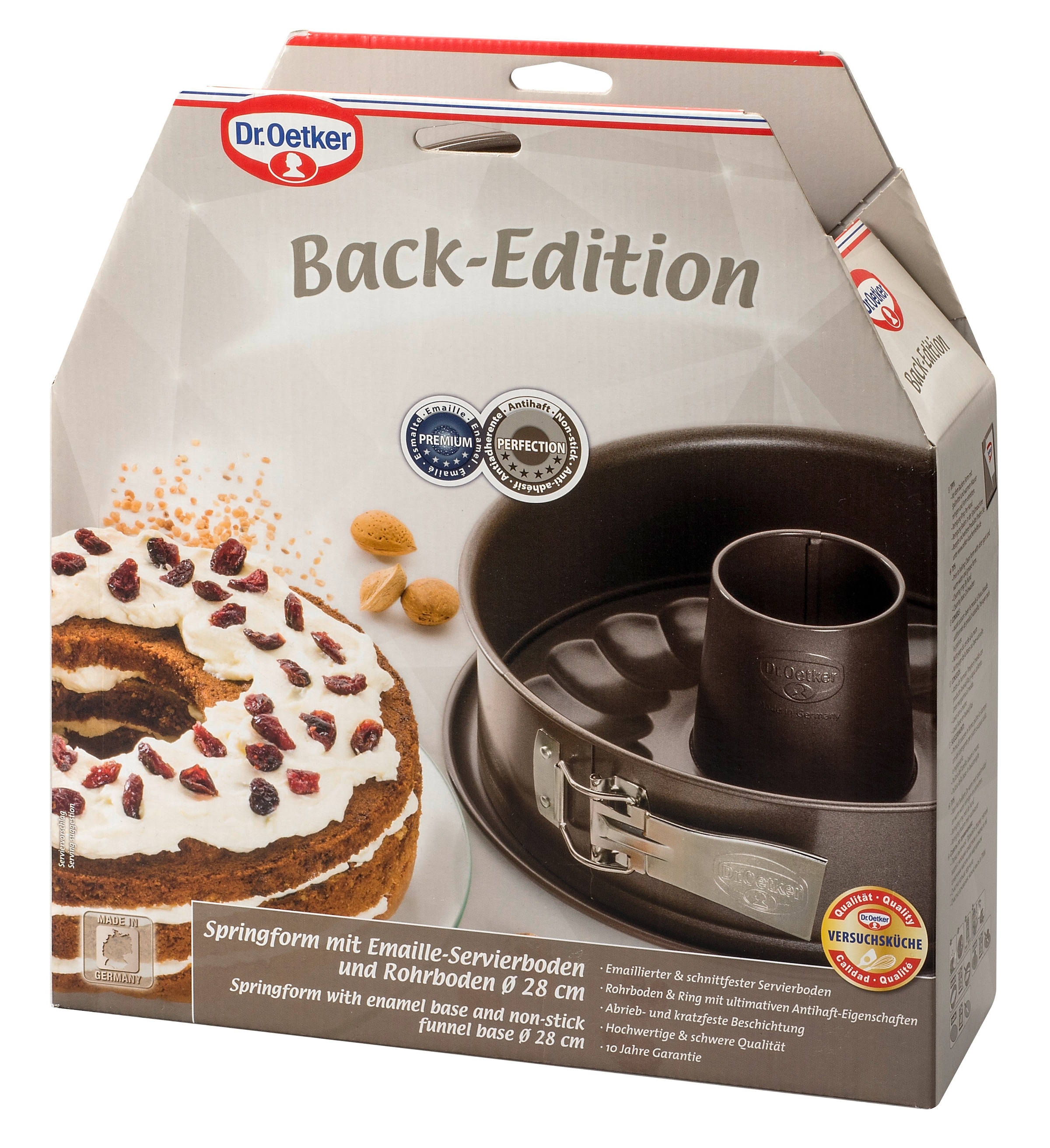 Dr. Oetker Küchenhelfer Springform »Back-Edition, mit Servier- & Rohrboden« Antihaft-Beschichtung, schnitt-& kratzfest, hitzebeständig bis 230°C
