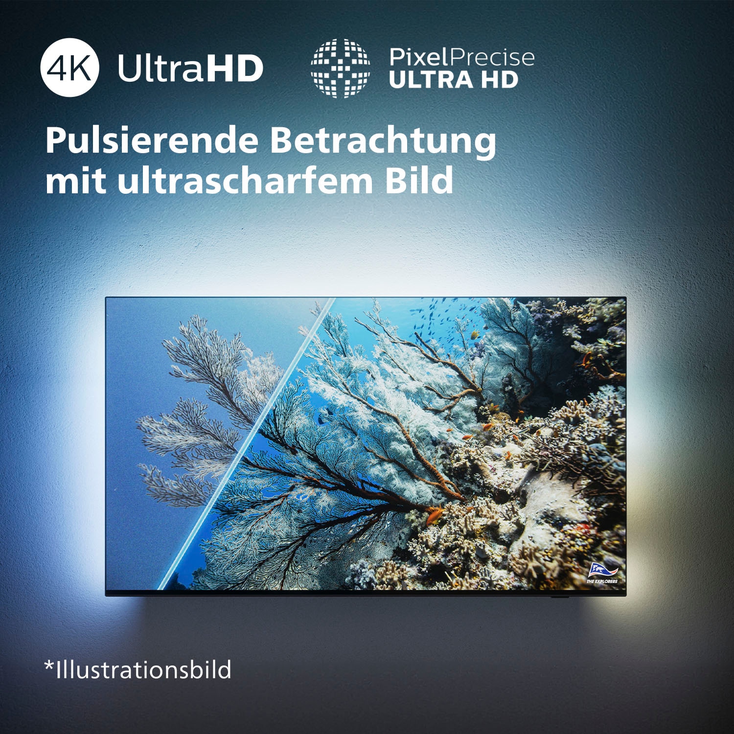 Philips LED-Fernseher, 126 cm/50 Zoll, 4K Ultra HD, Smart-TV, WLAN, Dolby Atmos Sound, Ambilight (3-seitig)