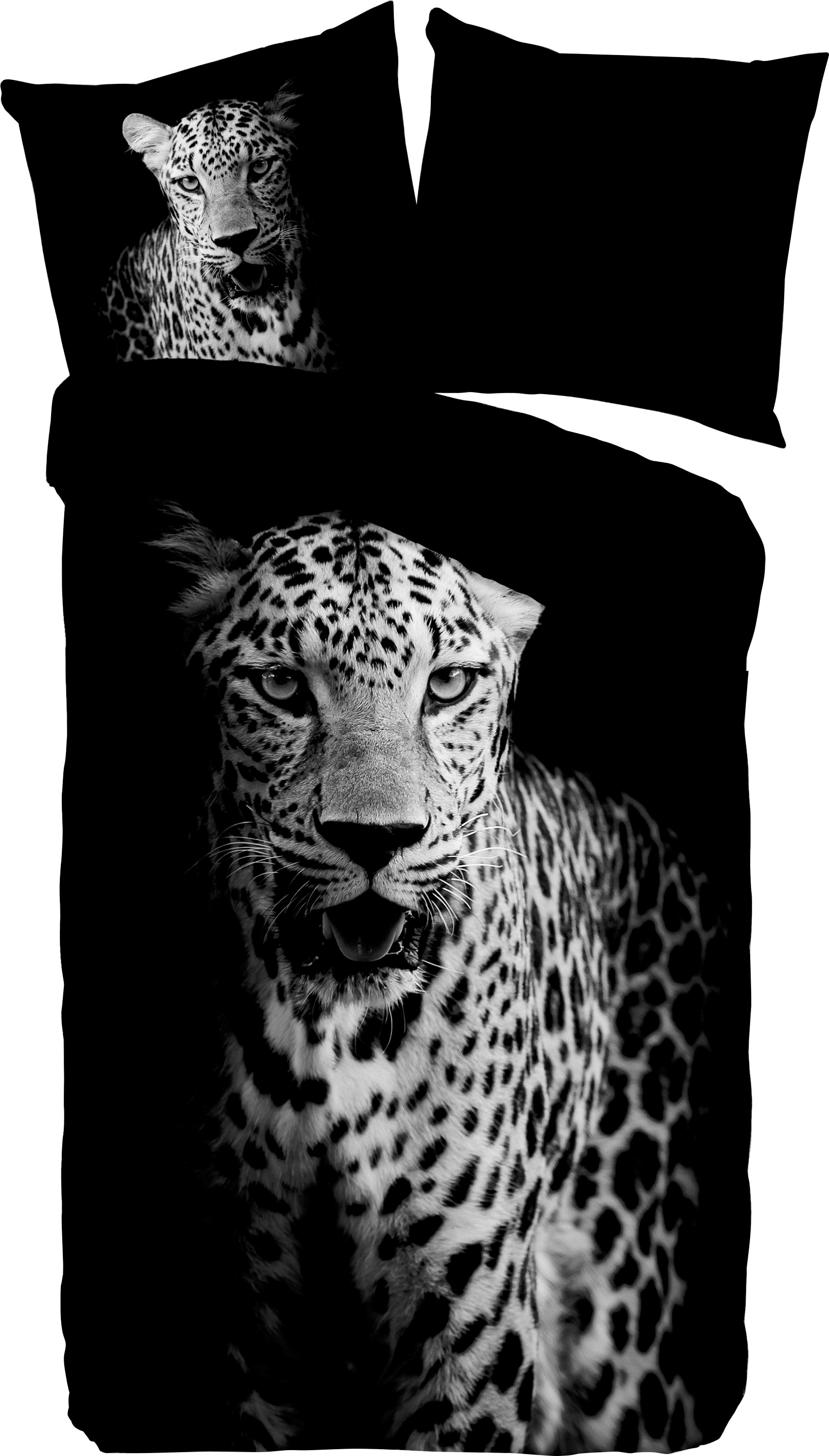 PURE luxury collection Wendebettwäsche »Hans«, Mikrofaser, 135x200, Pflegeleicht, Reißverschluss, Wendeoptik, Leopard