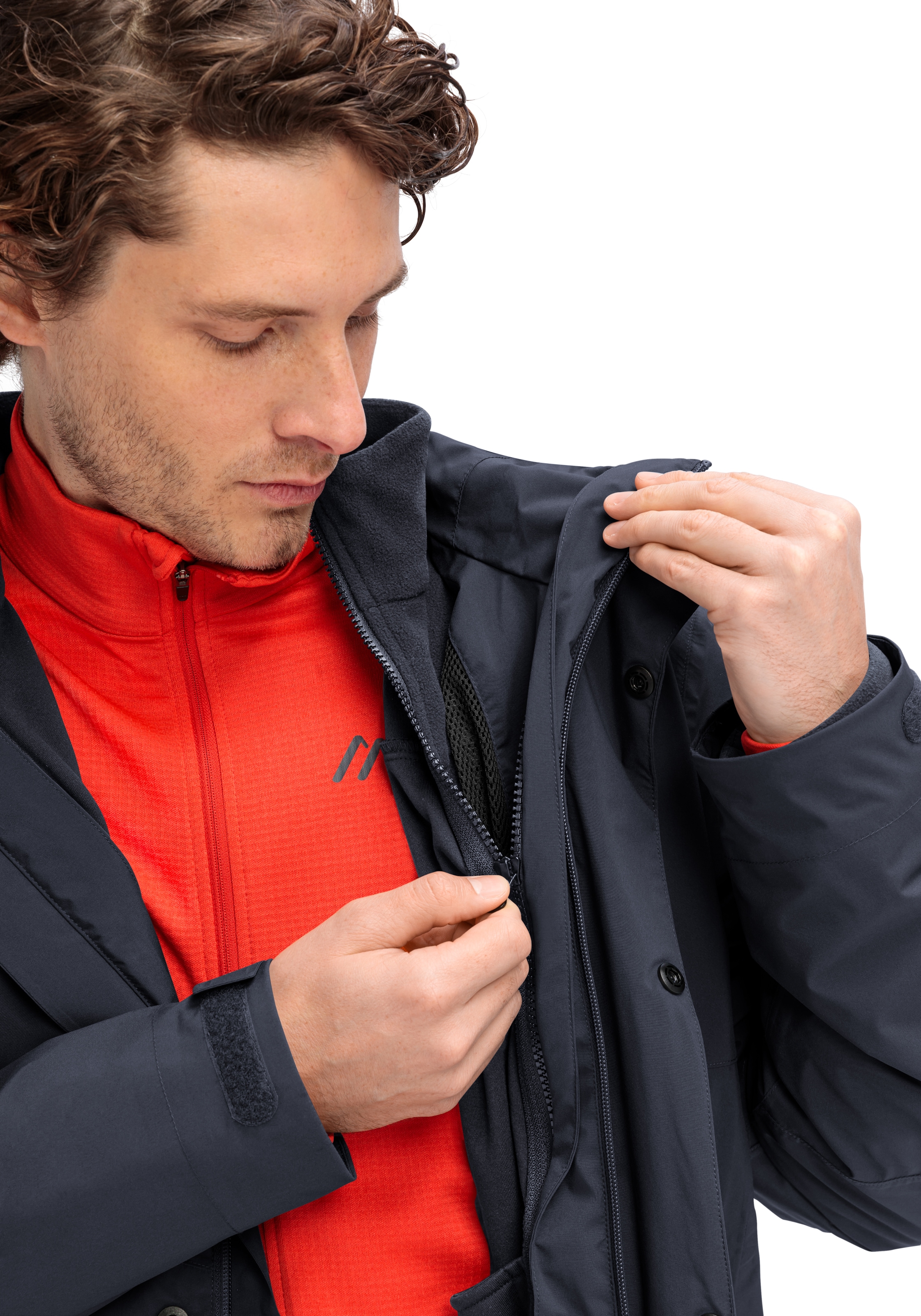 Maier Sports Funktionsjacke »Metor 3in1 M«, Herren 3-in-1 Jacke, Regenjacke wind/wasserdicht, Taschen und Kapuze