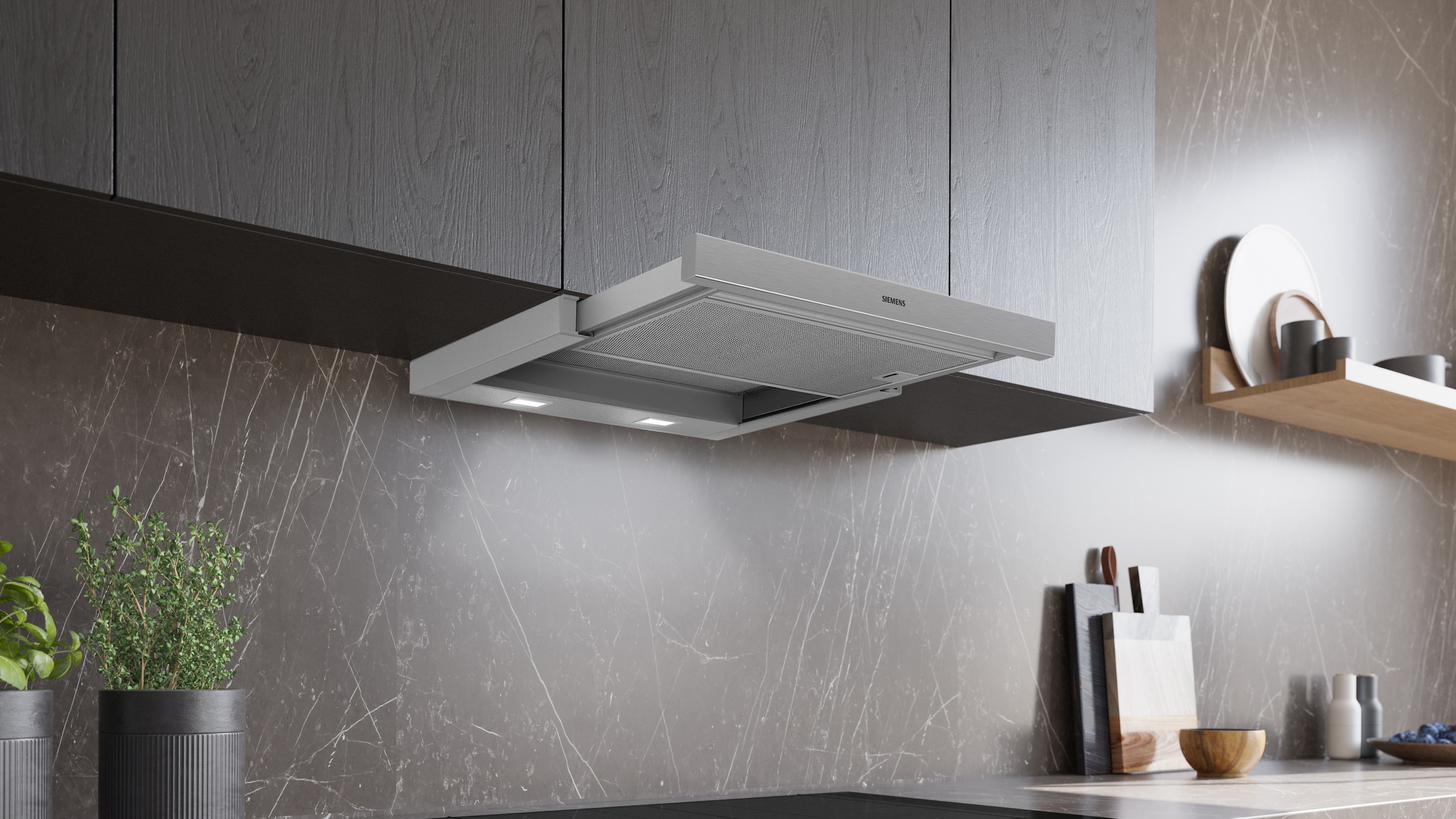 SIEMENS Flachschirmhaube »LI63LB526« Serie iQ100 Helles LED-Licht & Teleskopauszug für klare Sicht und frische Luft.