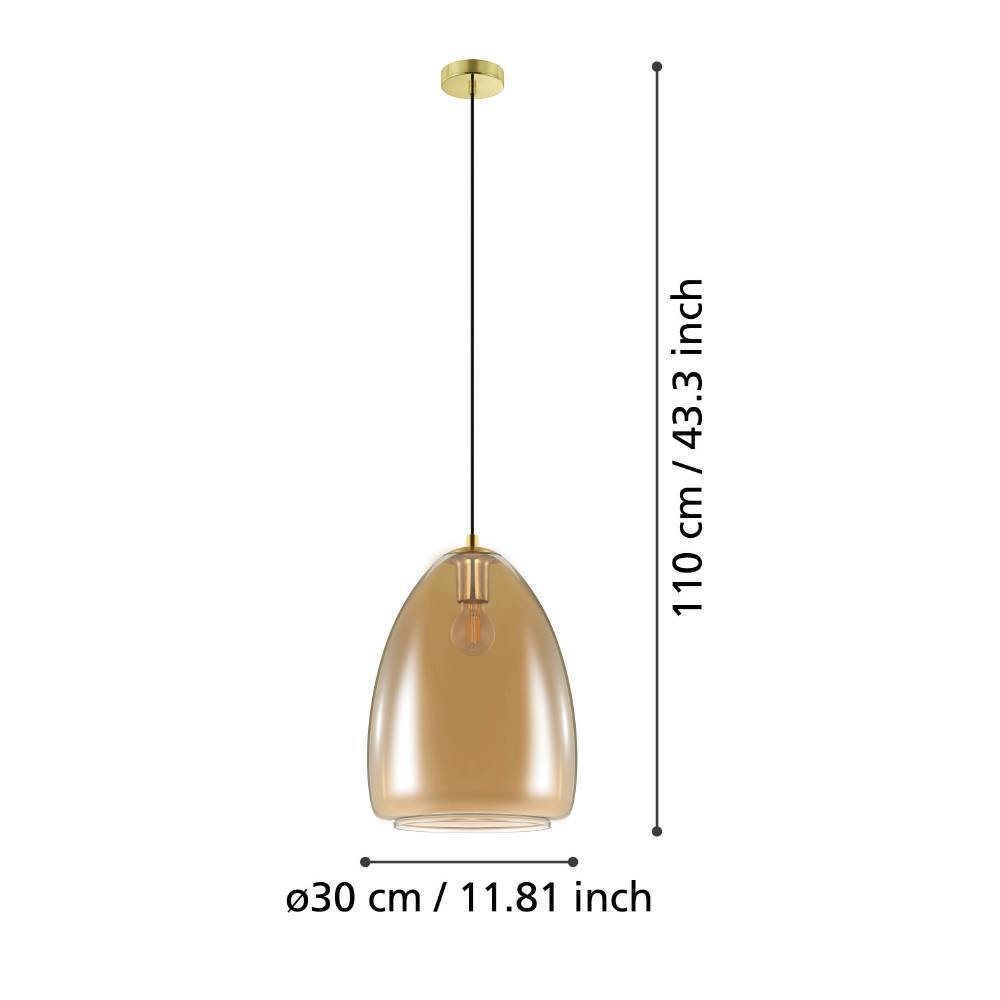 EGLO Hängeleuchte »ALOBRASE Pendellampe, Stahl und Glas, Esstischlampe, E27, IP20, Lampe«, 1 flammig, Leuchtmittel E27 | ohne Leuchtmittel, Elegante Hängelampe für Esszimmer, Küche oder Wohnzimmer