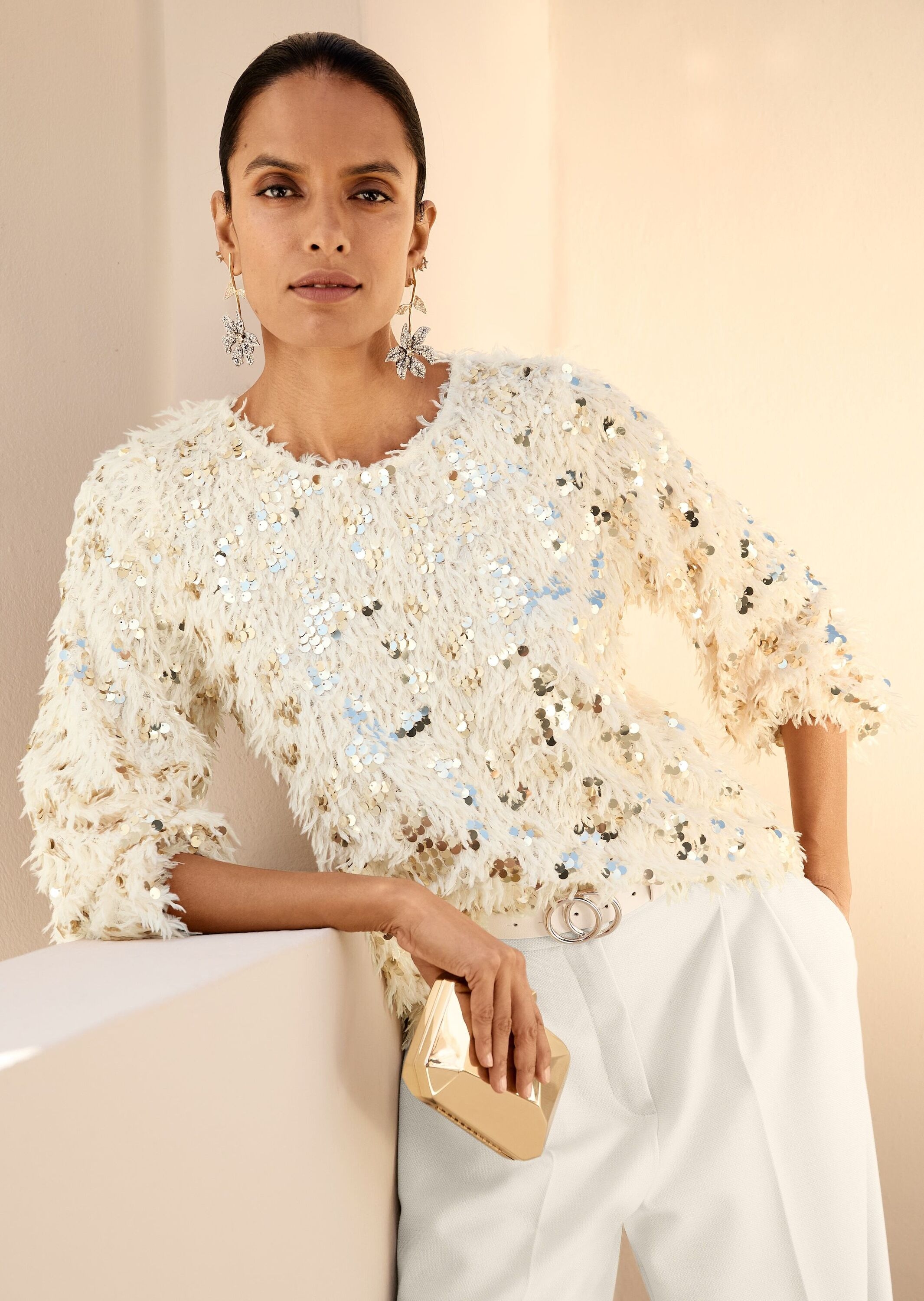 MADELEINE Langarmshirt »Sweatshirt Glitzersweatshirt mit Federn«