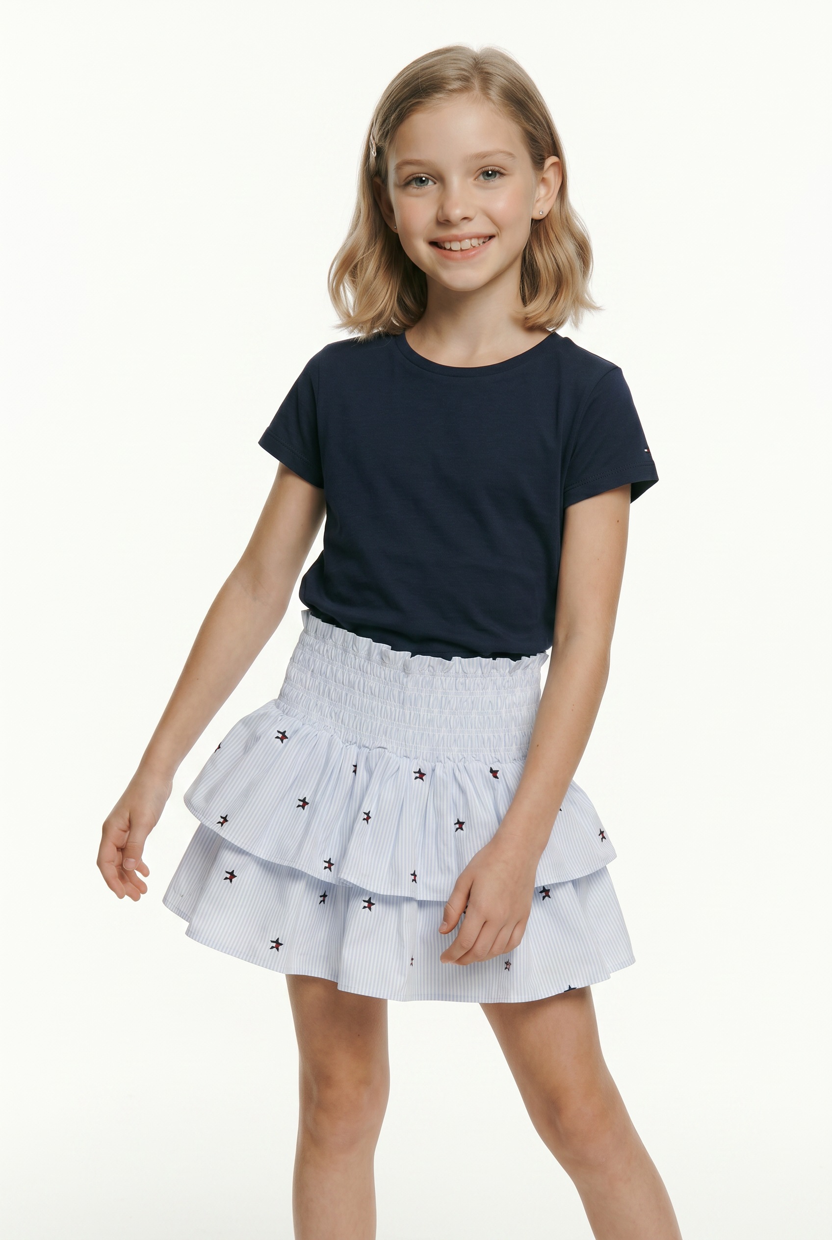 Tommy Hilfiger Stufenrock »STAR STRIPES SKIRT« Kinder bis 16 Jahre, gesmoktes Bündchen, bestickt