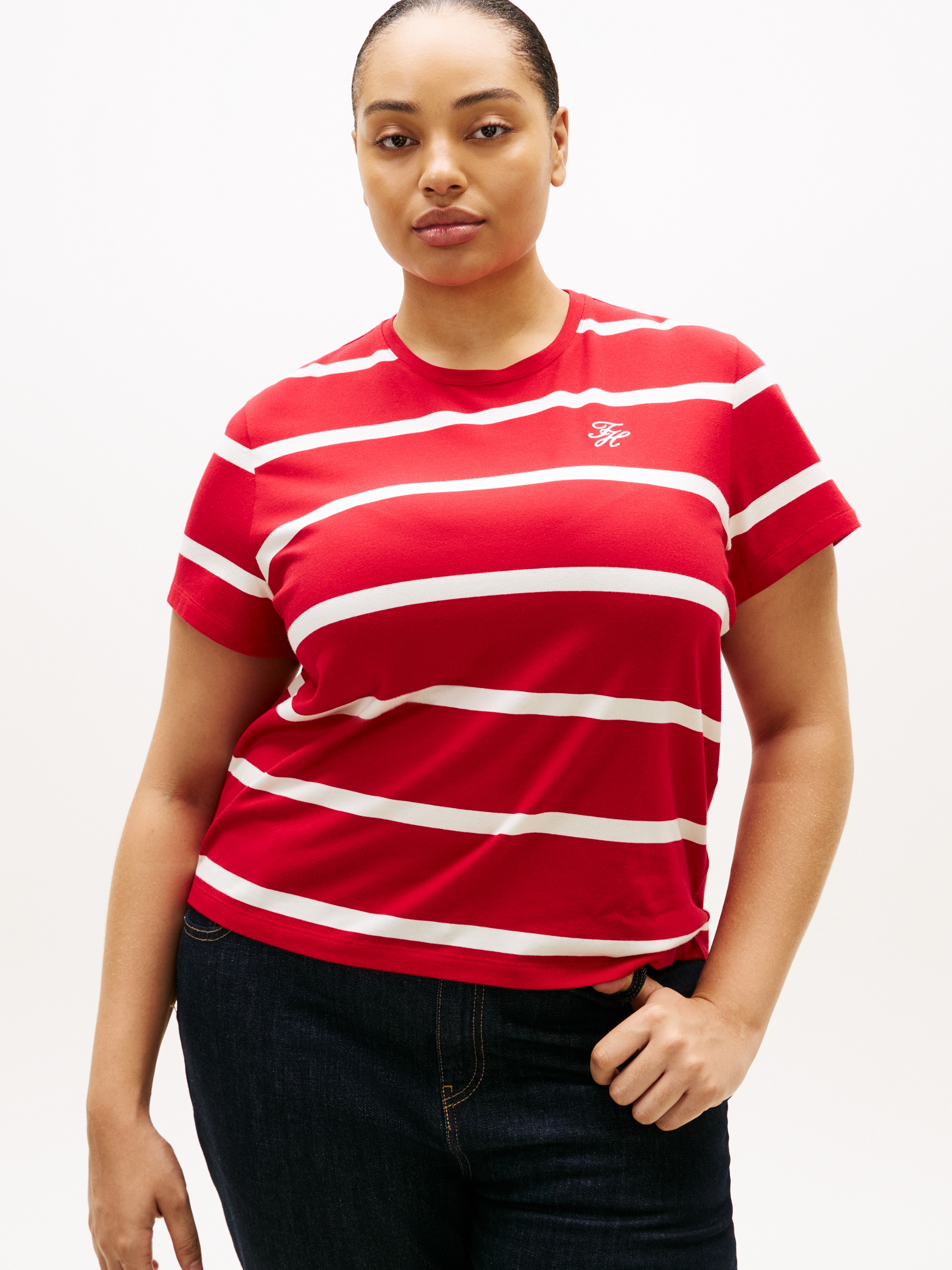 Tommy Hilfiger Curve Kurzarmshirt »CRV TH SCRIPT REG C-NK SS TEE«