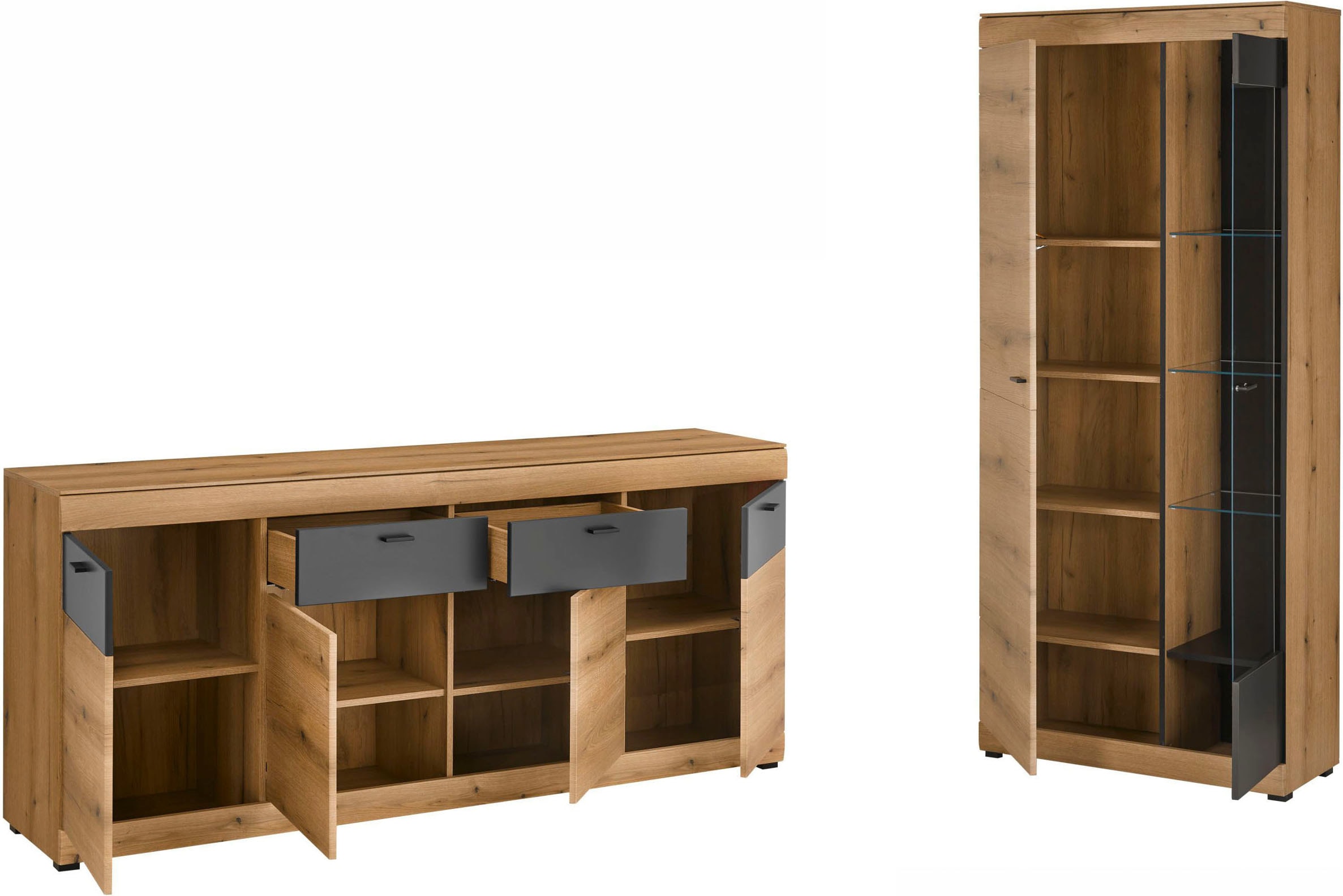 Home affaire Wohnwand »Soleto, zeitlose Anbauwand, Komplettset im modernen Stil« Komplett-Set, 2 Stk. tlg.