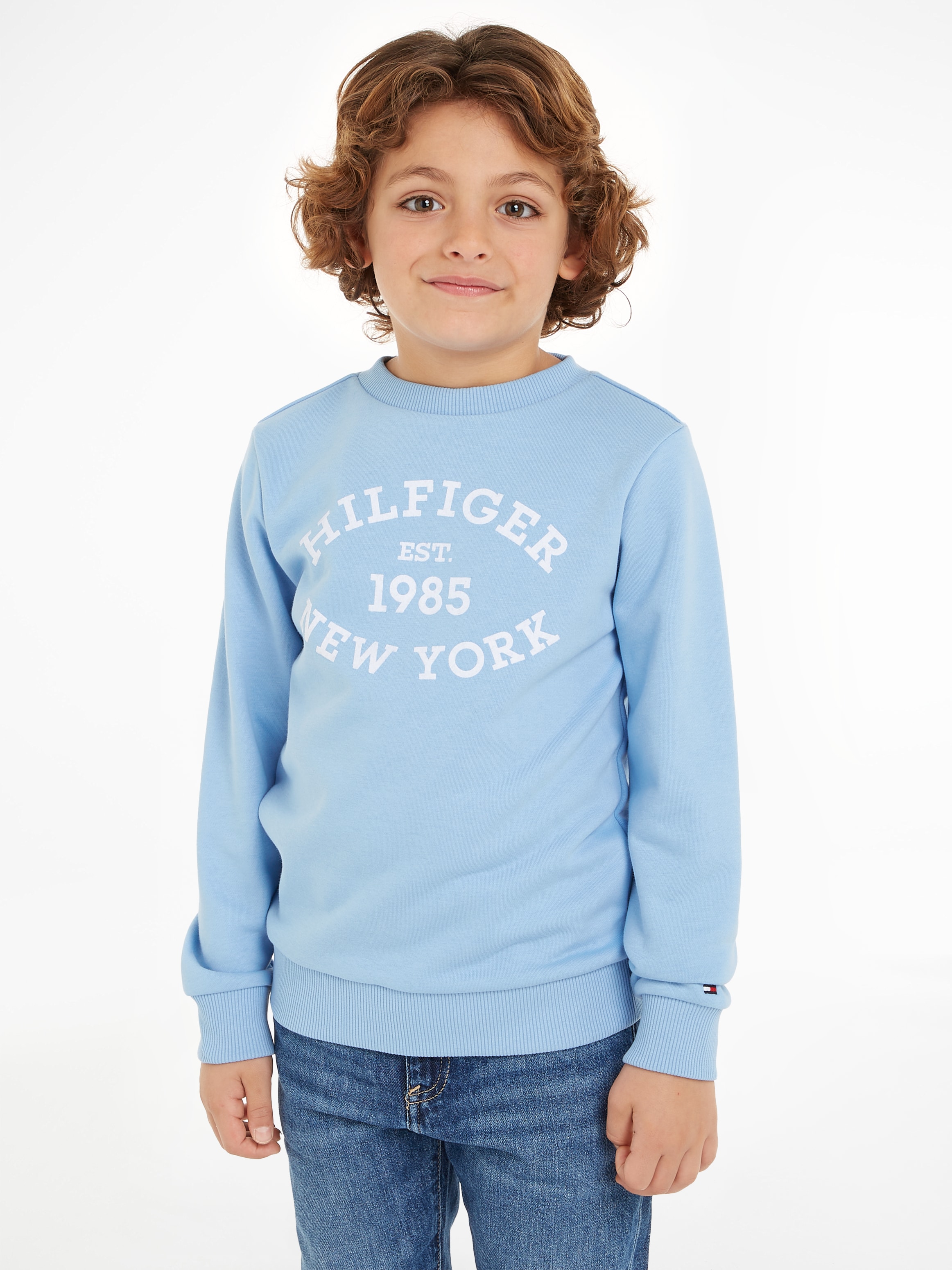 Sweatshirt »MONOTYPE FLOCK REG SWEATSHIRT«, Kinder bis 16 Jahre mit Logoschirftzug