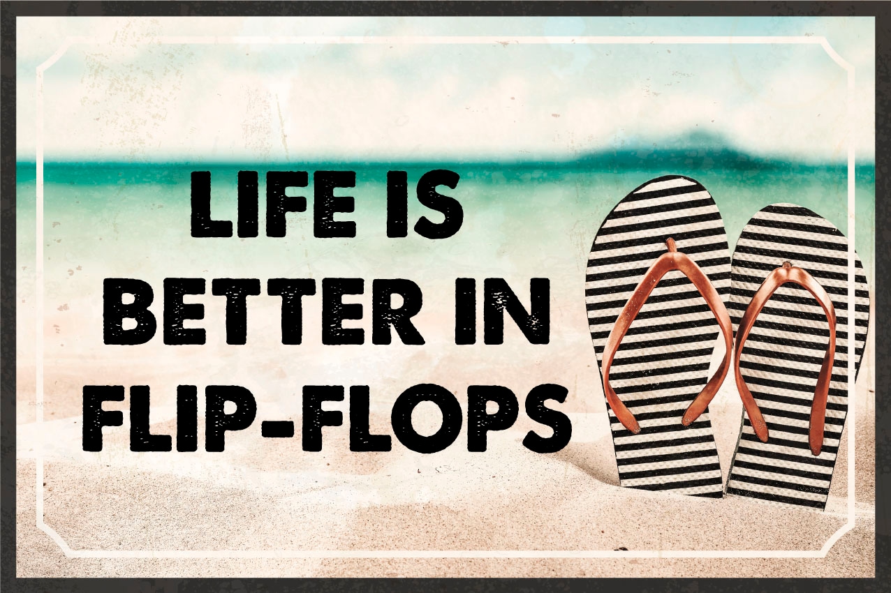 queence Metallbild »Flip-Flops«, Schriftzüge, (1 St.), Stahlschilder