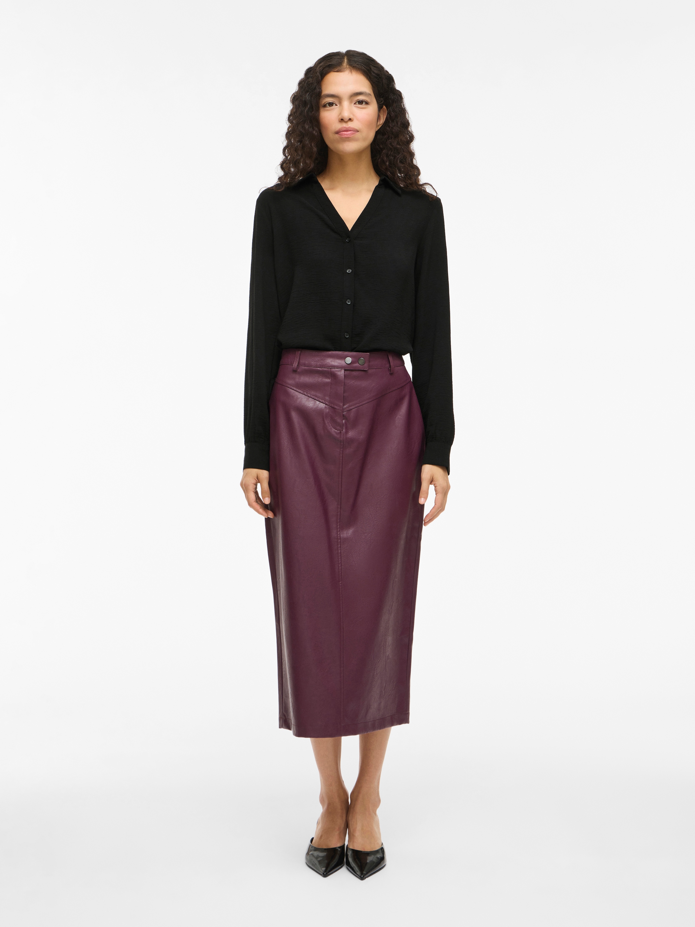 Vila Langarmbluse »VIJOSA L/S V-NECK SHIRT - NOOS«