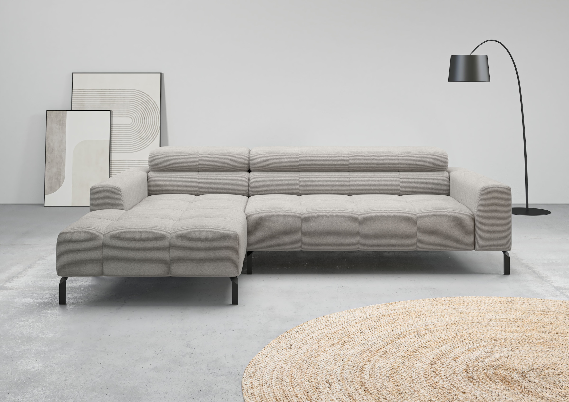 Home affaire Ecksofa »Ecksofa Claya, L-Form, Kopfteilverstellung, Breite 258 cm« Moderne Steppung, weicher Polsteraufbau & saugroboterfreundliche Höhe