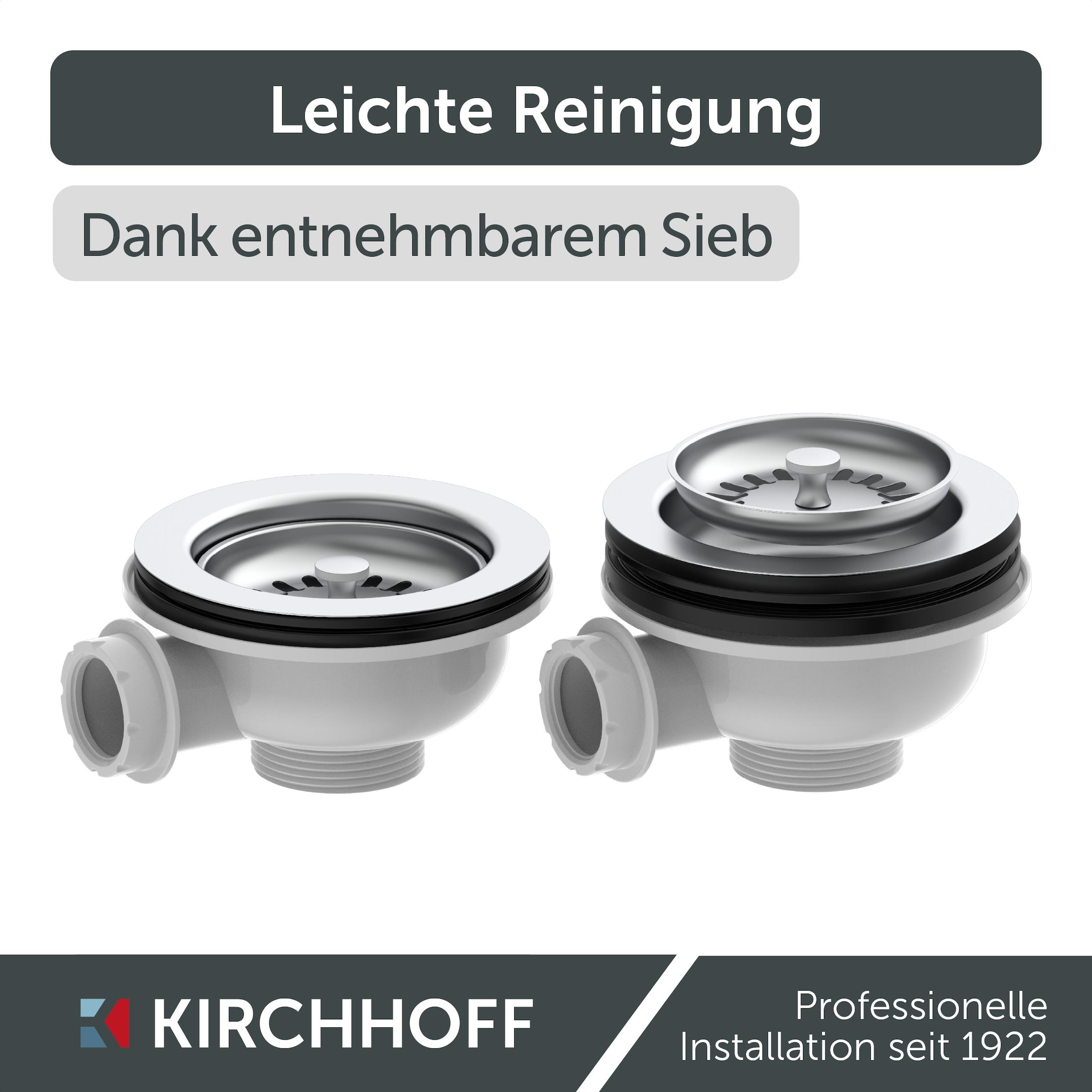 Kirchhoff Siebventil, Korbventil mit Überlaufanschluss+Drehbetätigung, Bowdenzug, Edelstahl