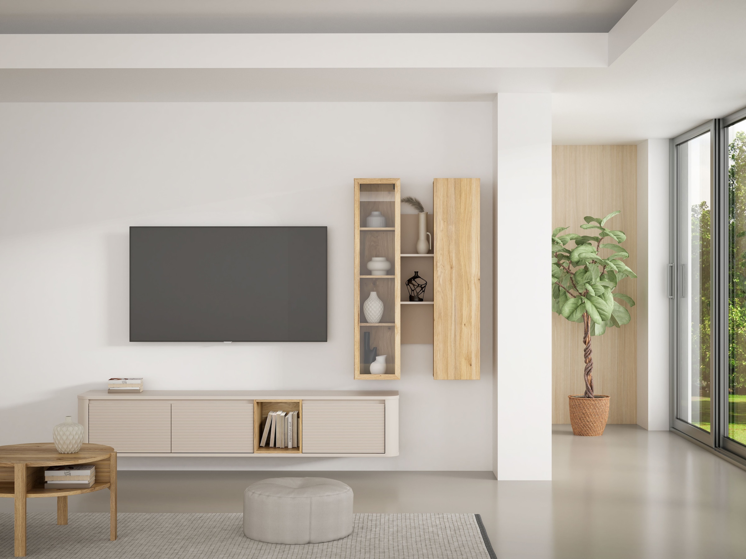 FORTE Hängevitrine B/H/T 84,2/134,6/33,9 cm Soft Close, Wandmontage