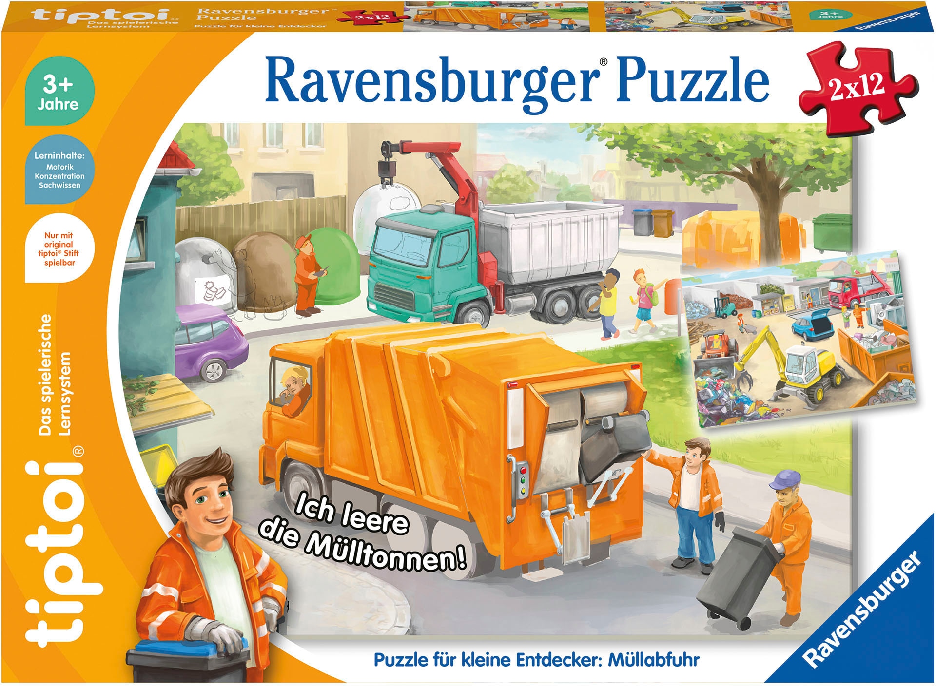 Ravensburger Puzzle »tiptoi® Puzzle für kleine Entdecker: Müllabfuhr«, (2 x 12 Teile) Made in Europe, FSC® - schützt Wald - weltweit