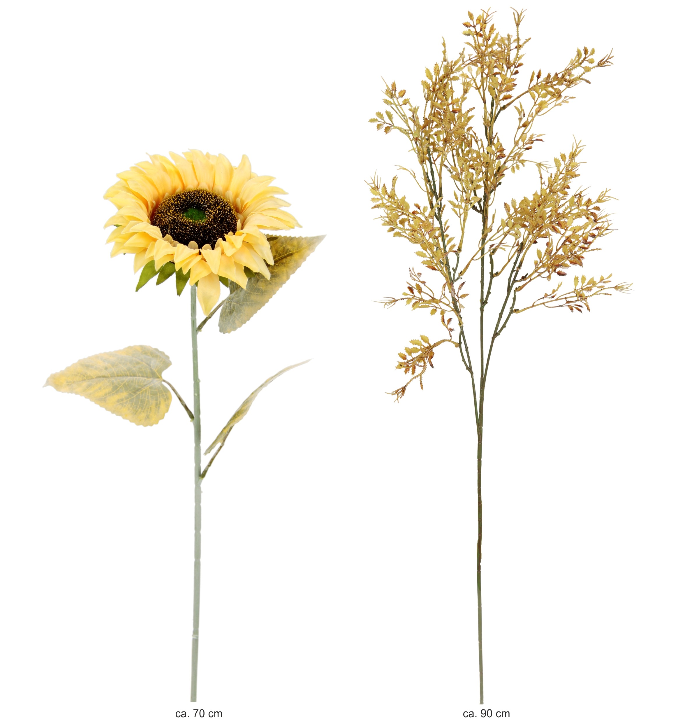 I.GE.A. Kunstblumenstrauß »Kunstblumen Set Sonnenblume« Mit Dekozweig 70cm Blumenarrangement Sonnenblumenzweig künstlich Deko