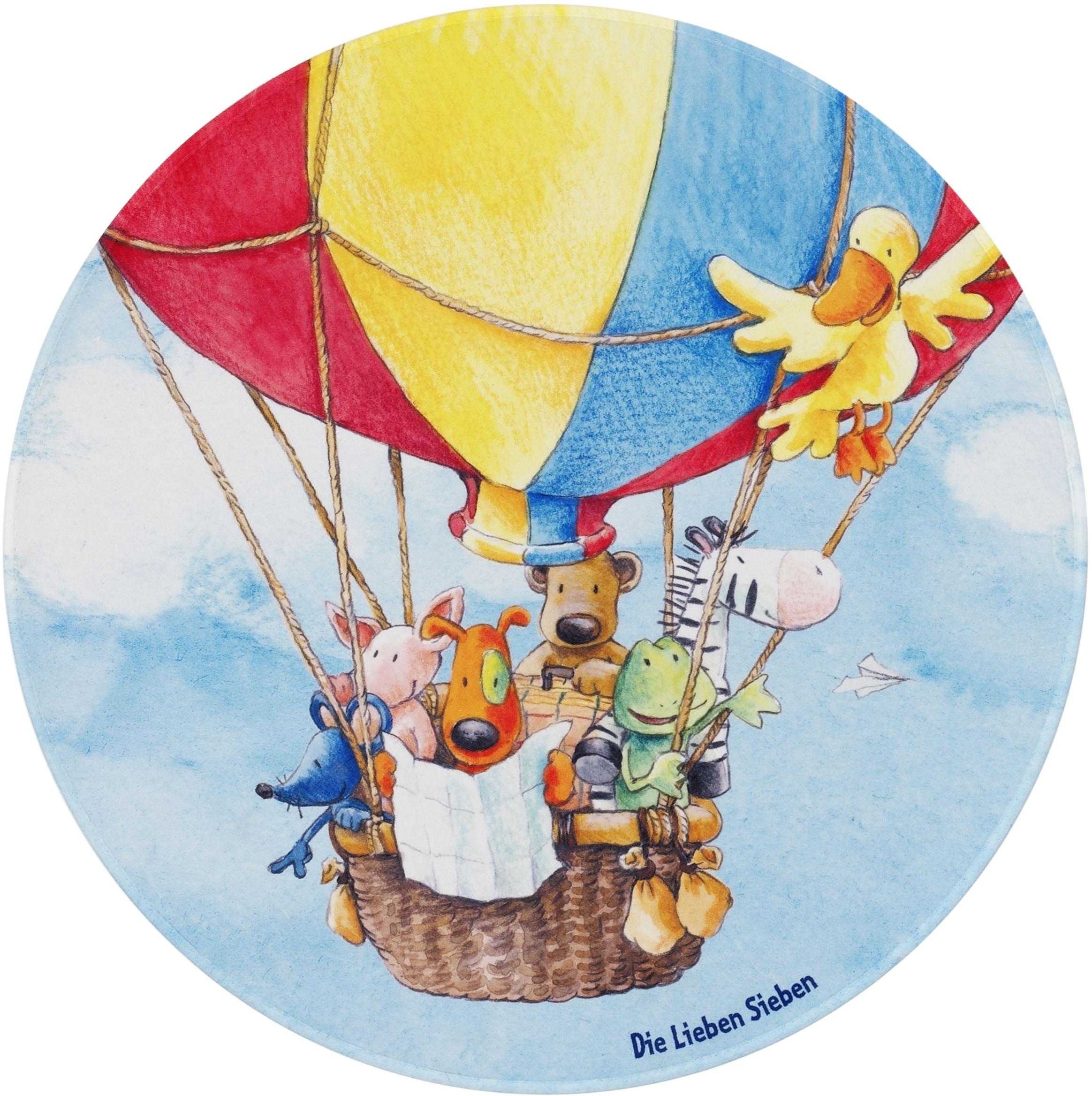 Die Lieben Sieben Kinderteppich »LS-212«, rund, 6 mm Höhe, Stoff Druck, weiche Microfaser, Kinderzimmer