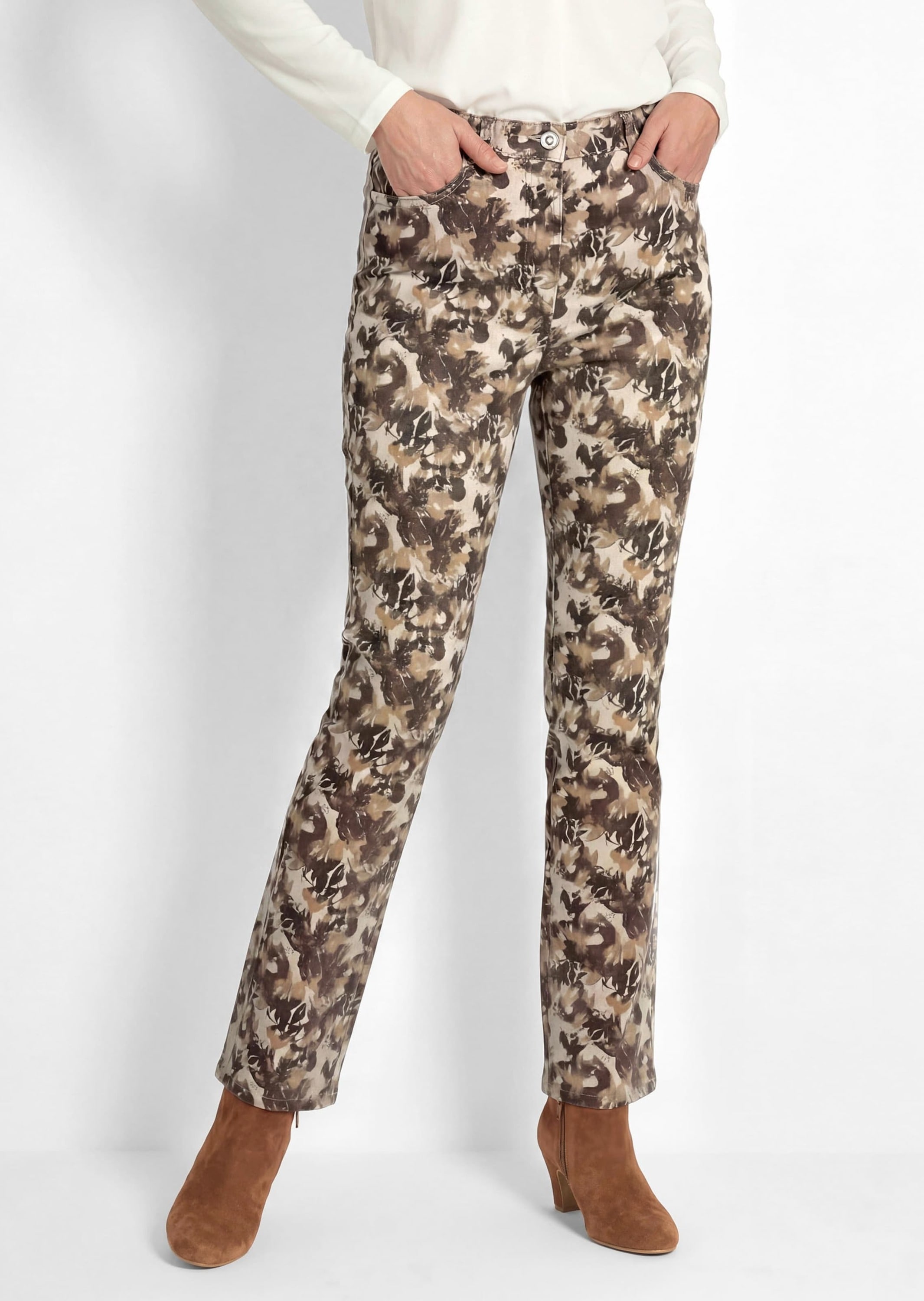 GOLDNER 2-in-1-Hose »Druckhose LOUISA im Jeans-Look«  kombistarker Alloverprint