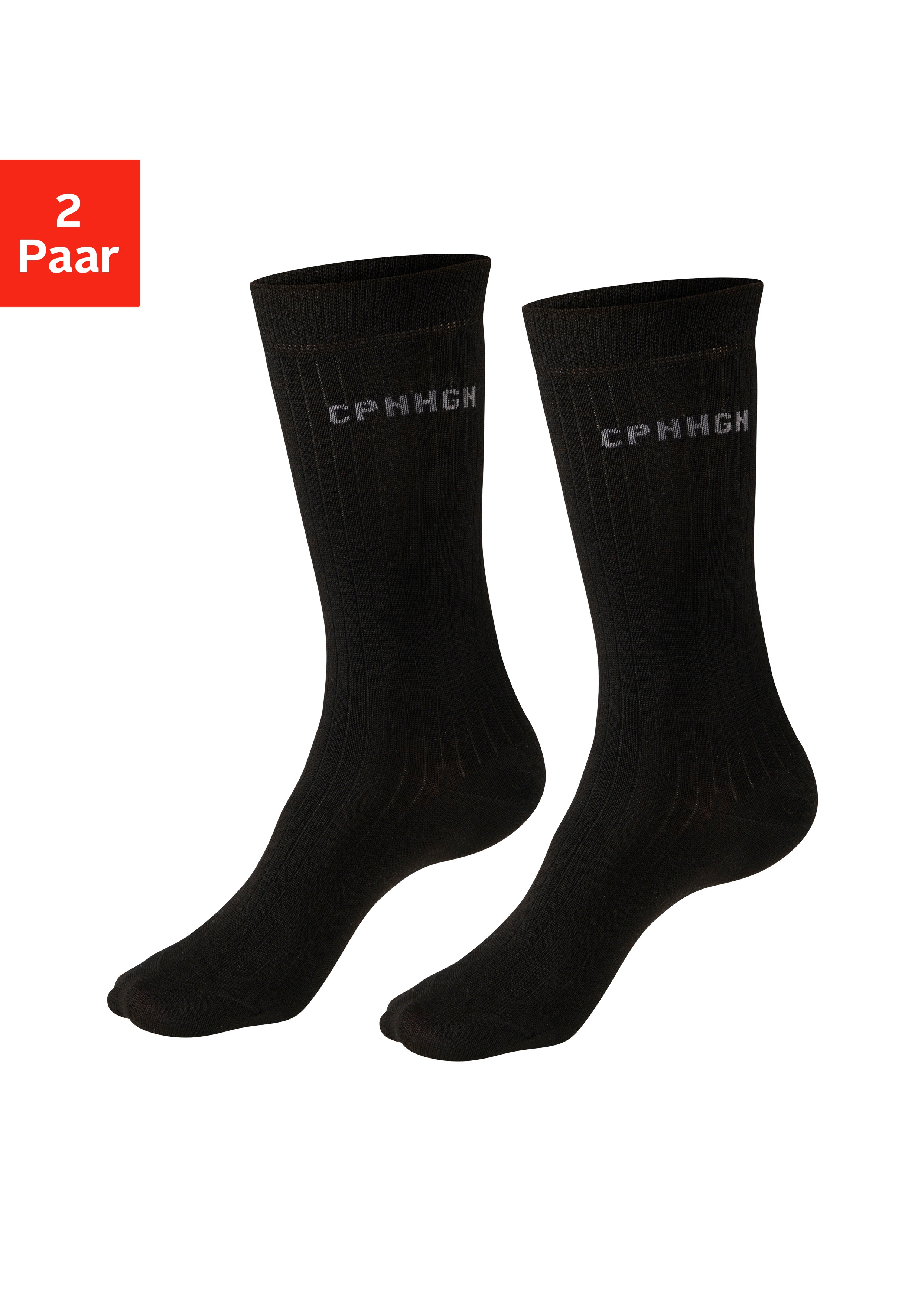 Copenhagen Studios Basicsocken Packung, 2 Paar tlg. gerippt, mit wärmender Wolle, Größe 43-46