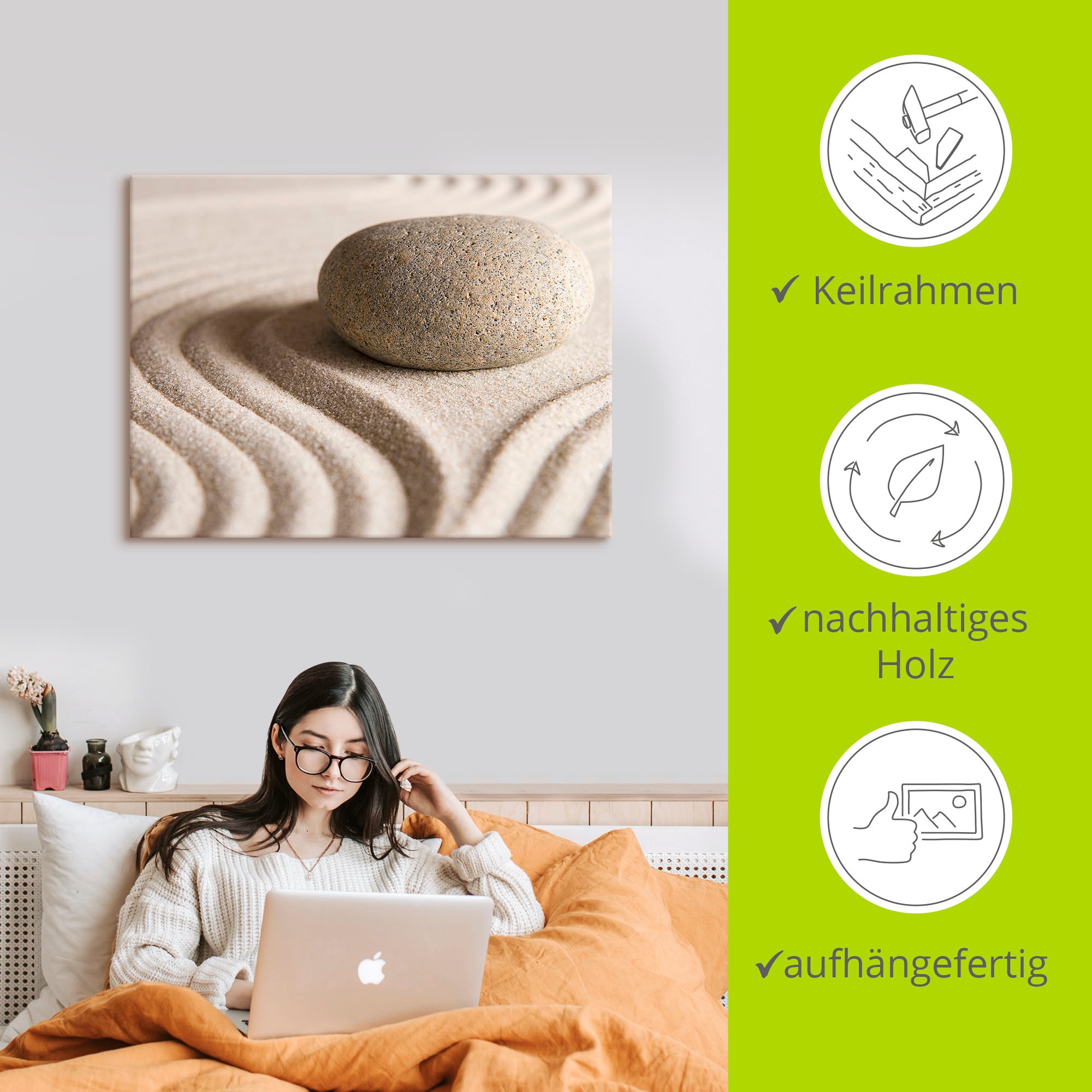 Artland Wandbild »Zen Stein«, Zen, (1 St.), als Leinwandbild, Poster in verschied. Größen