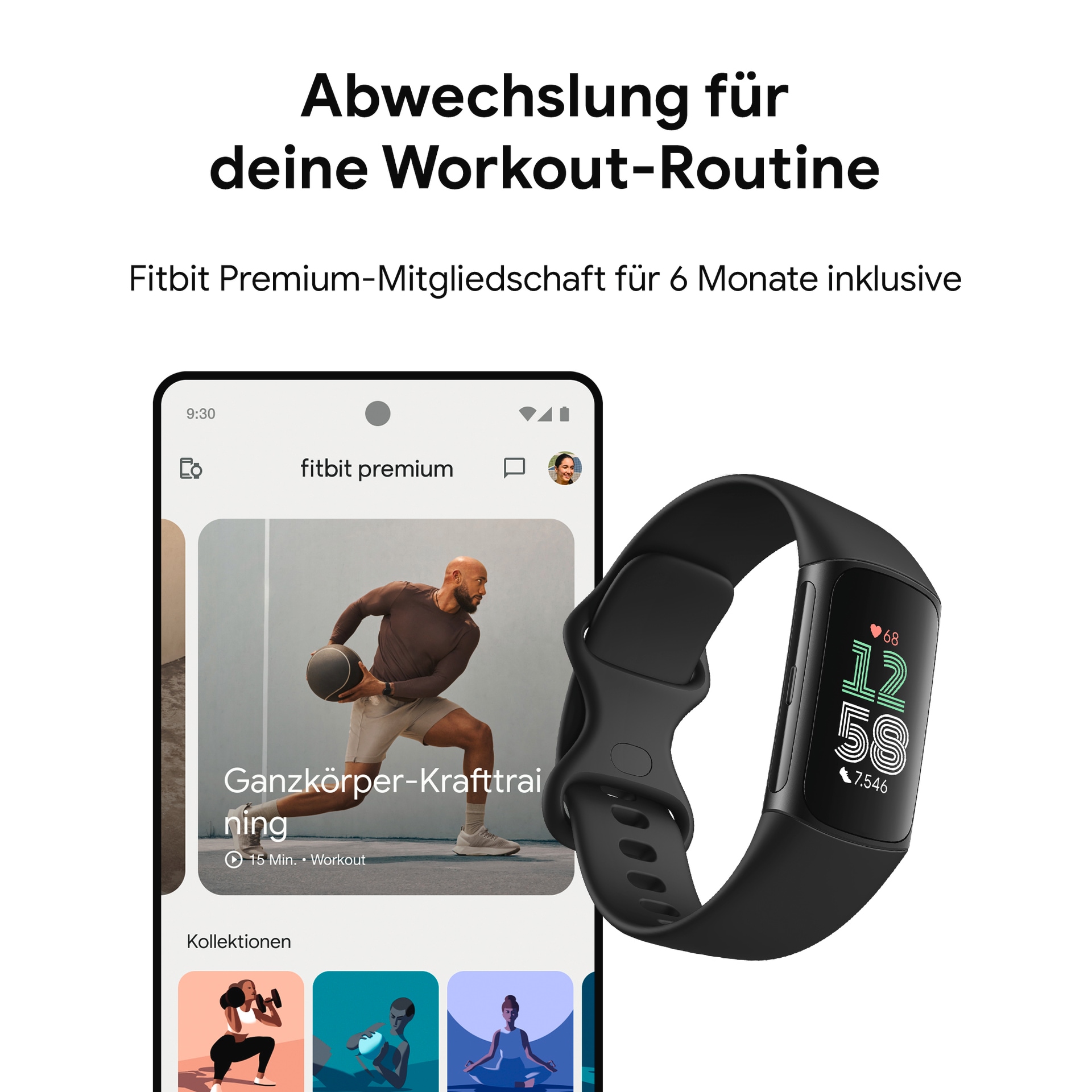 fitbit by Google Fitnessuhr »Charge 6«, (Fitnesstracker GPS EKG SpO2 Google Wallet Maps Youtube Music)