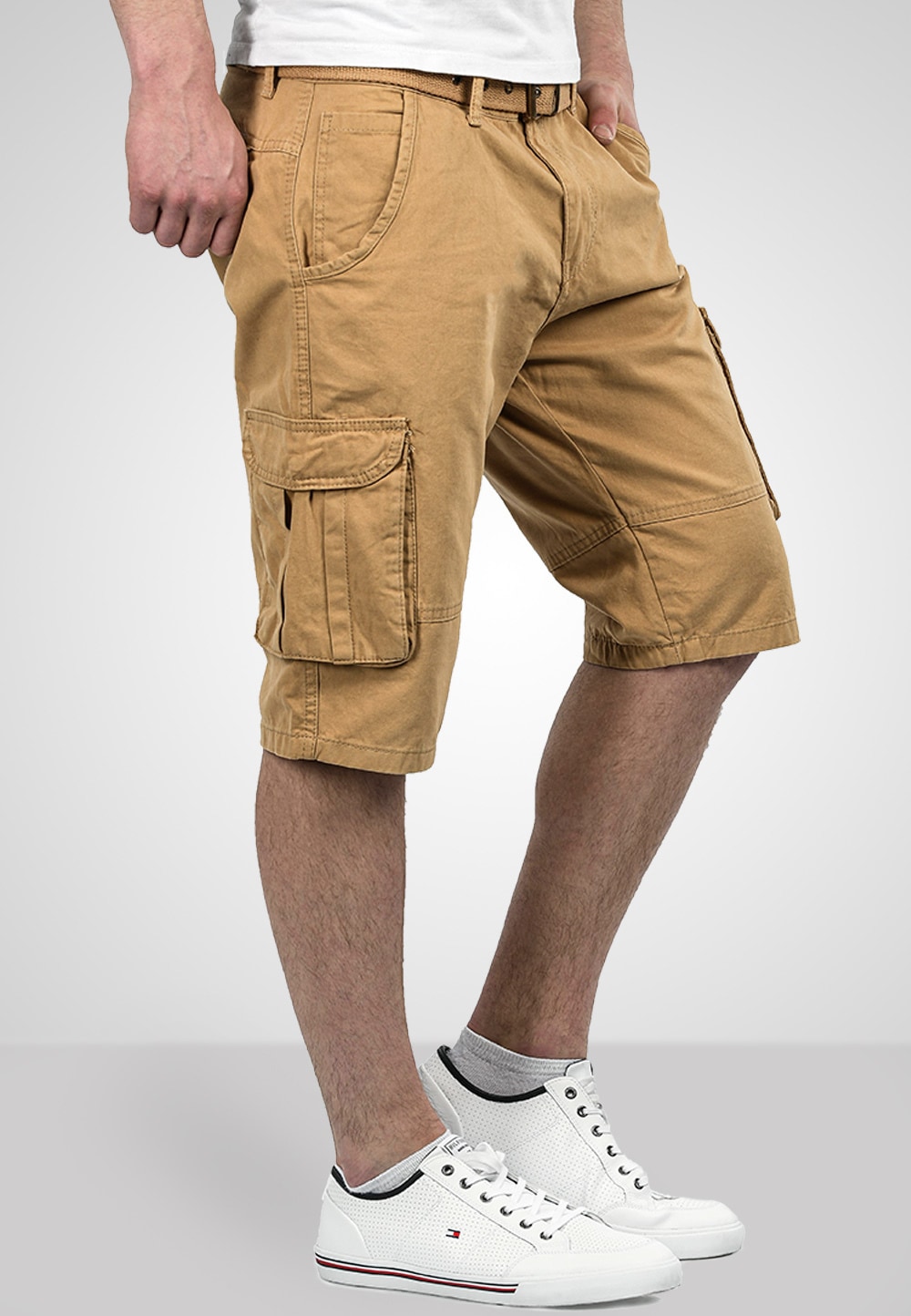 Alessandro Salvarini Cargoshorts »A. Salvarini Herren Designer Cargo Shorts Cargoshorts kurze Hose Gürtel AS037«