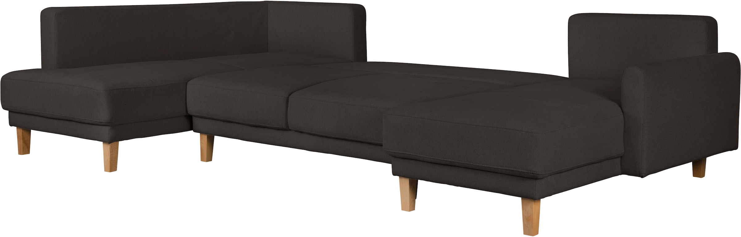 Home affaire Wohnlandschaft »TRIPLO U-Form wahlweise mit Schlaffunktion, B/T/H: 310/192/90 cm«, Schlafsofa, auch mit Bettkasten, Steppung im Rückenkissen