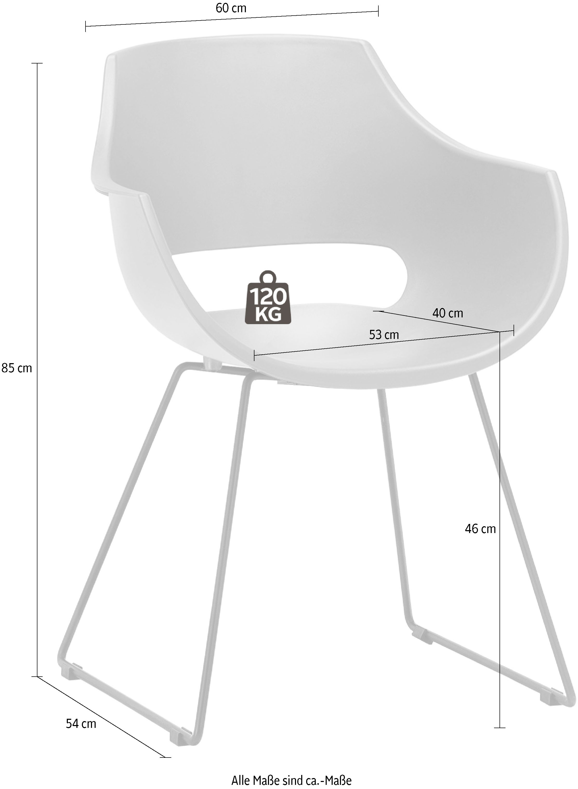 MCA furniture Schalenstuhl »Rockville«, (Set), 4 St., 4er-Set, Kufe, Kunststoff, Belastbarkeit 120 kg, Sitzhöhe ca. 46 cm