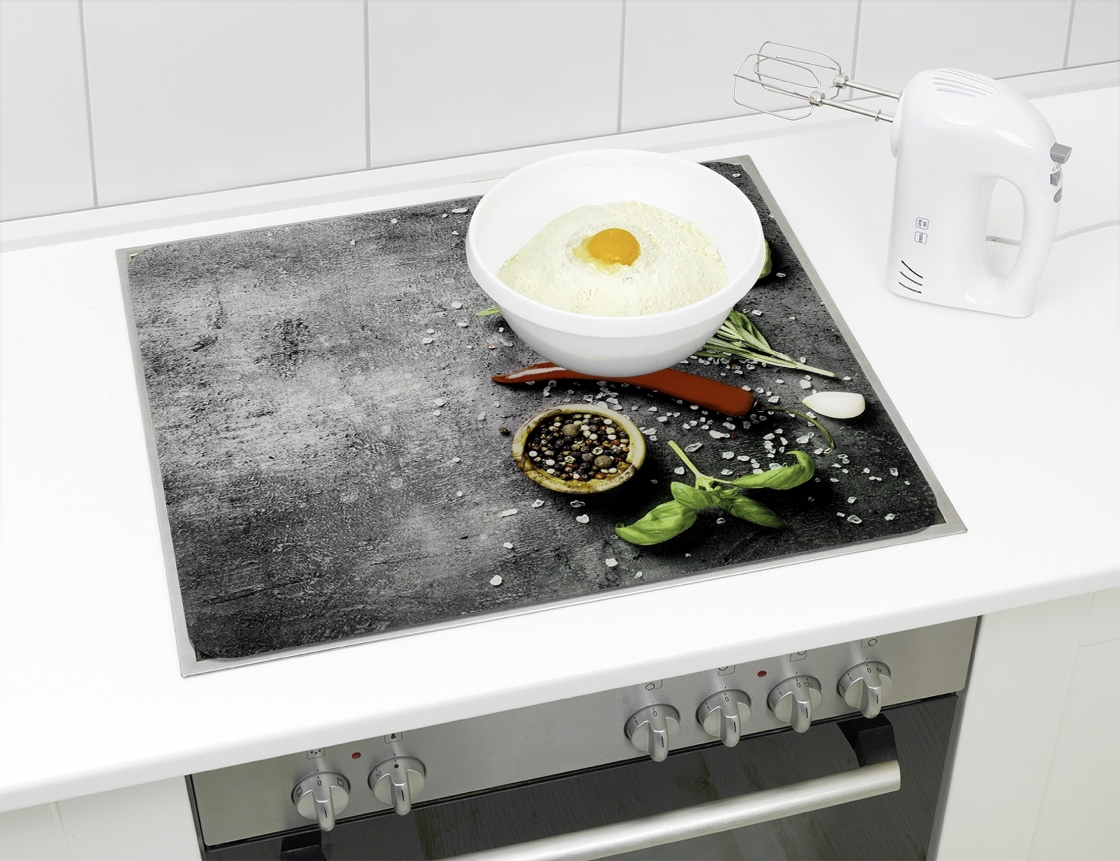 Maximex Schneide- und Abdeckplatte »Modell Rosmarin« Spritzschutz, Herdblende, Schneidbrett, für Glaskeramik-Kochfelder